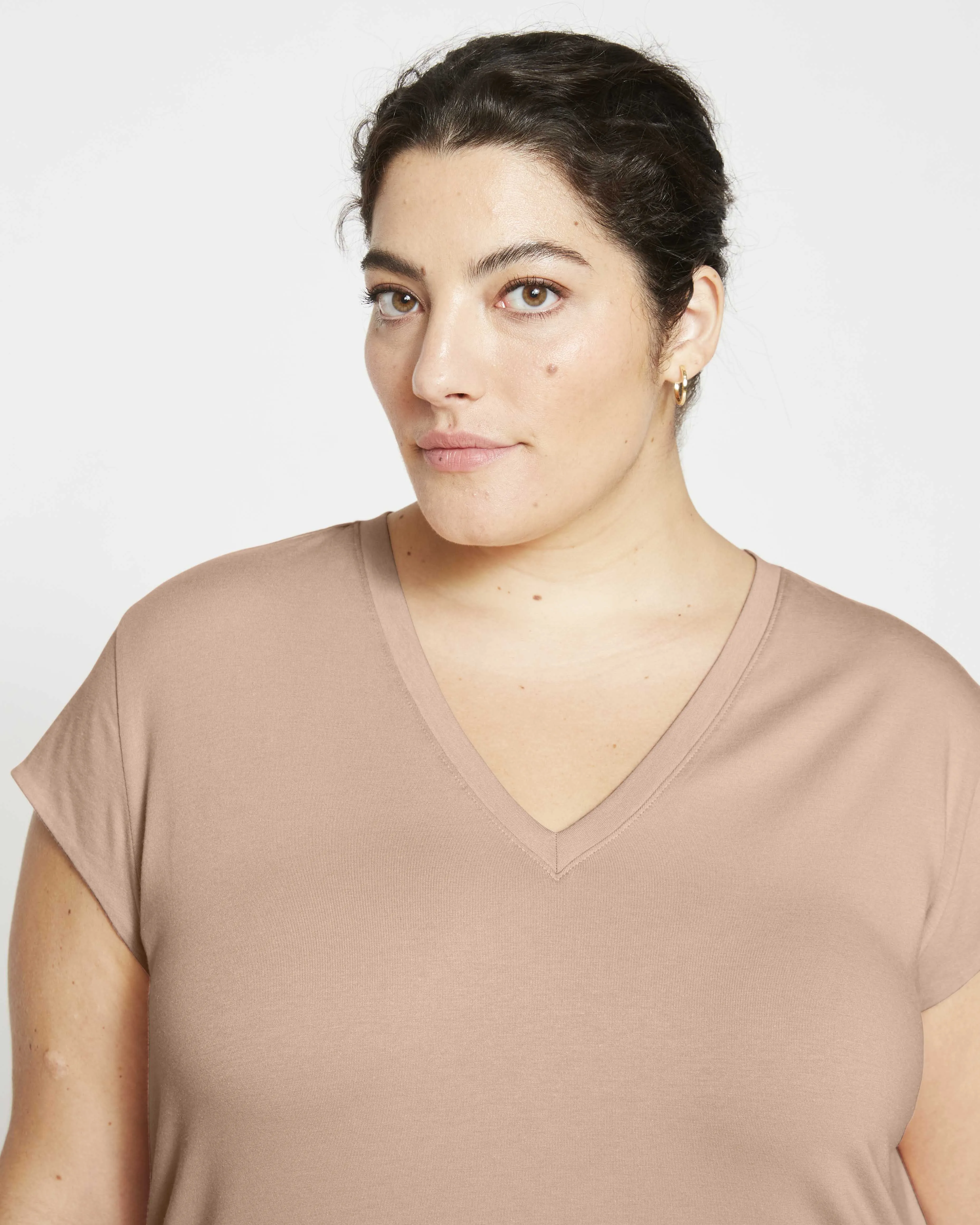 Ashley V Neck Cap Sleeve Tee - Mahogany Rose sold by Universal Standard product image thumbnail 2