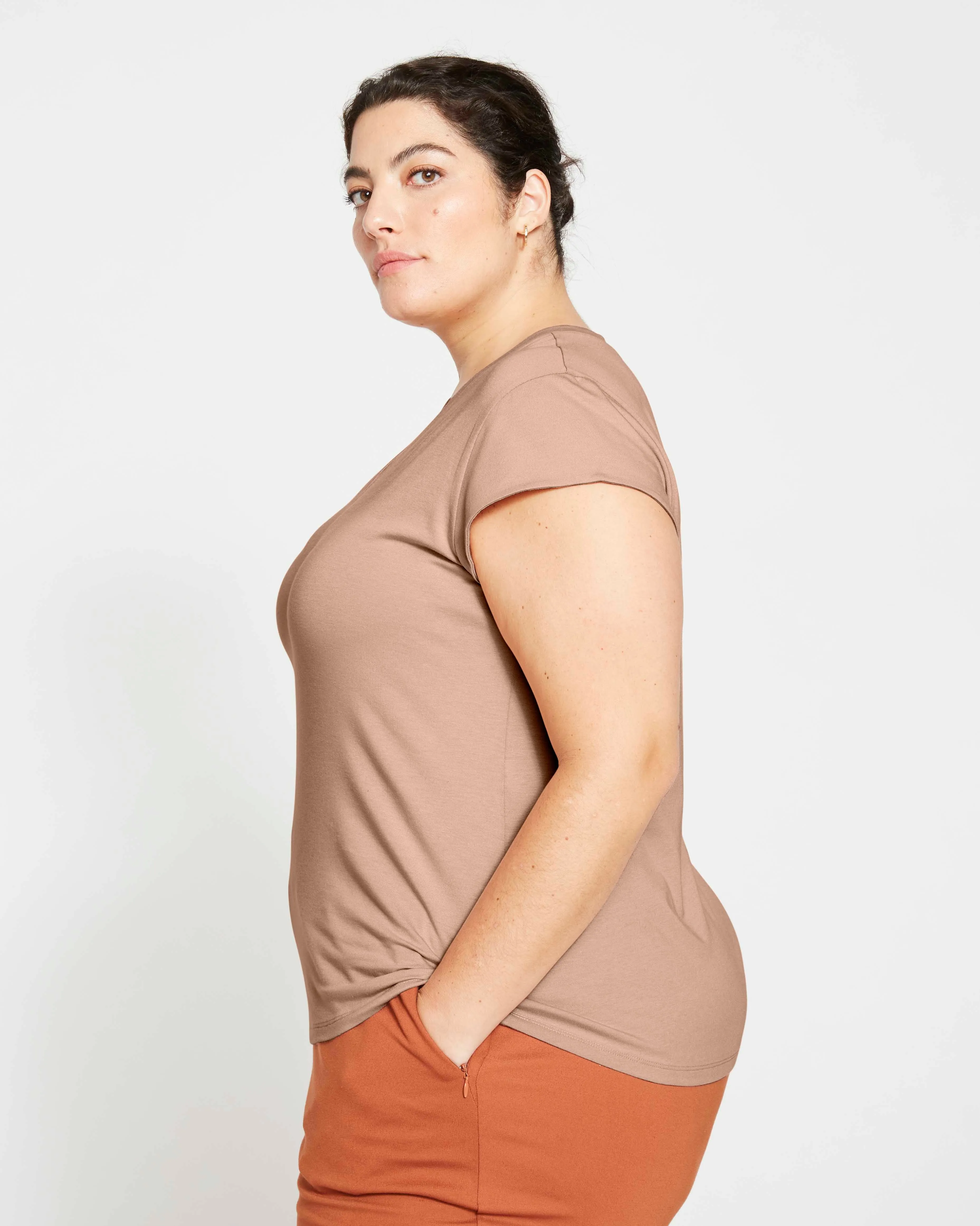 Ashley V Neck Cap Sleeve Tee - Mahogany Rose sold by Universal Standard product image thumbnail 3