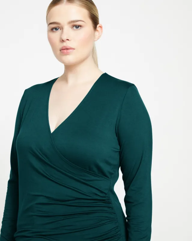 Liquid Jersey Two-Way Long Sleeve Cross Top - Forest Green sold by Universal Standard