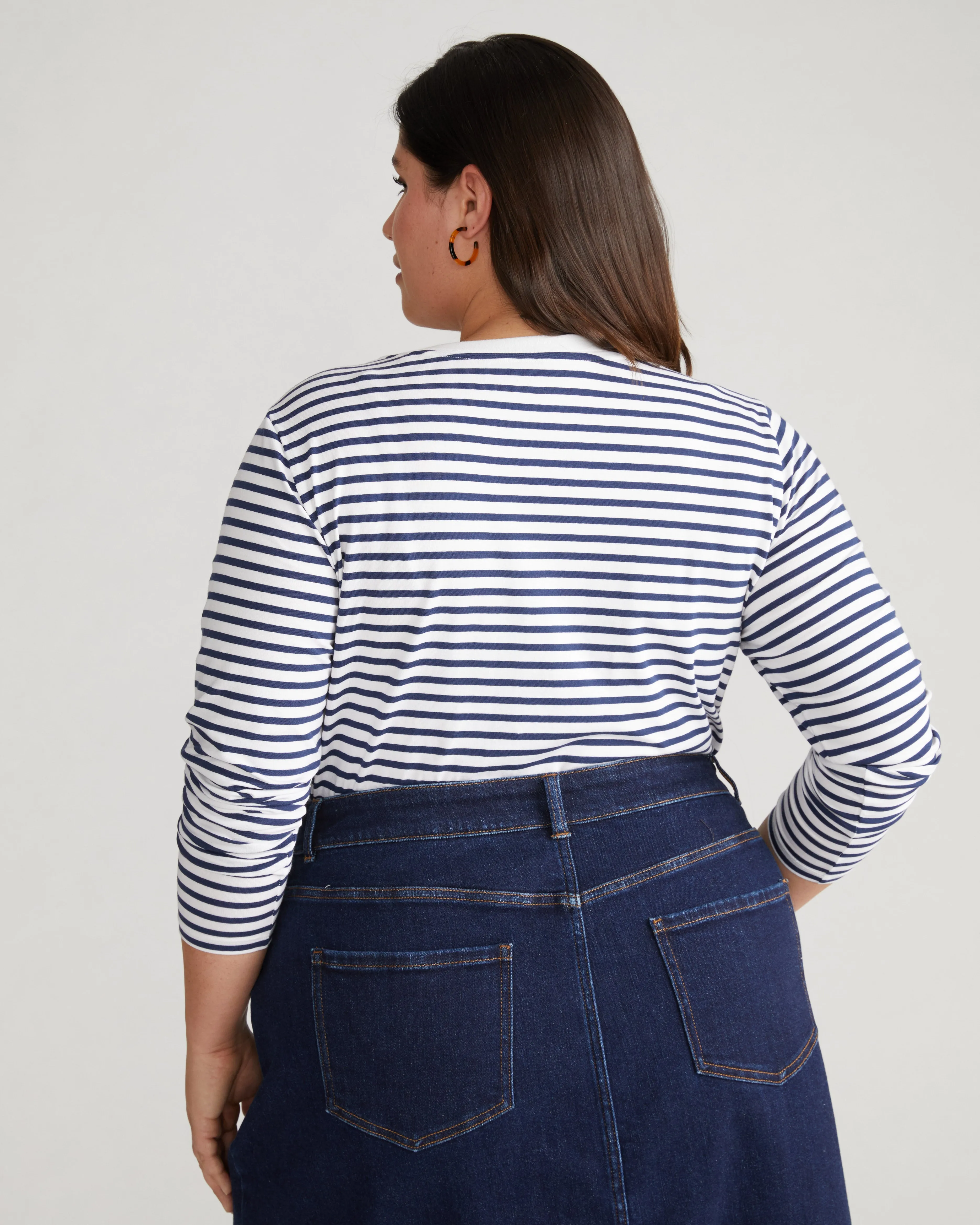 Long Sleeve Tee Rex - White/Cenote Stripe sold by Universal Standard product image thumbnail 3