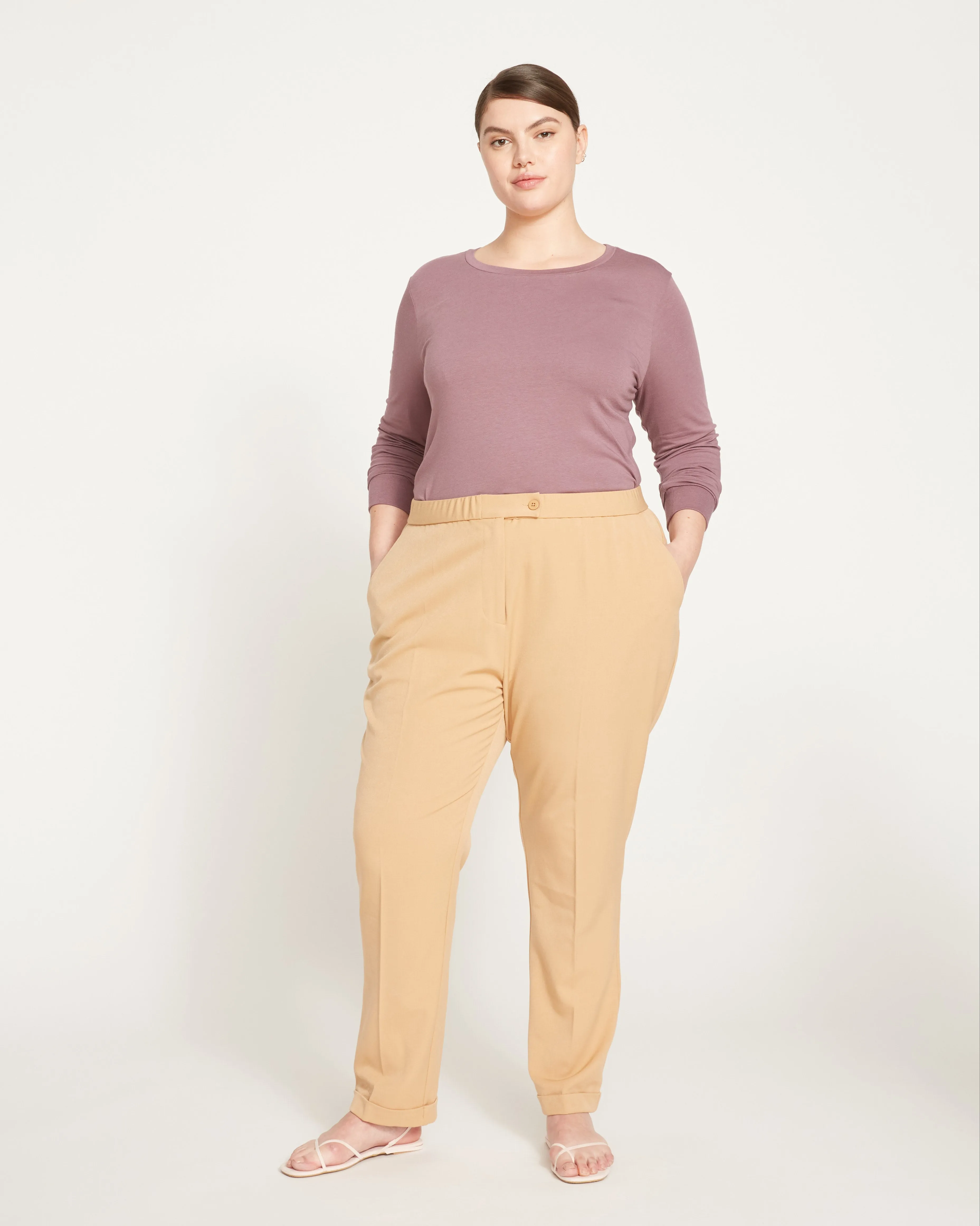 All Day Cuffed Cigarette Pants - Cafe Au Lait sold by Universal Standard