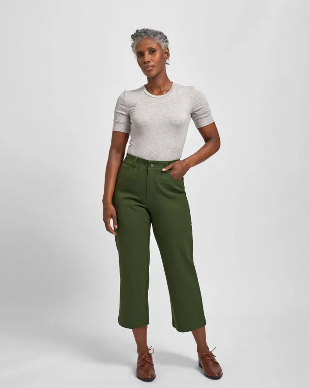 Faye Stretch Cotton Twill Boyfriend Crop Pants - Emerald sold by Universal Standard