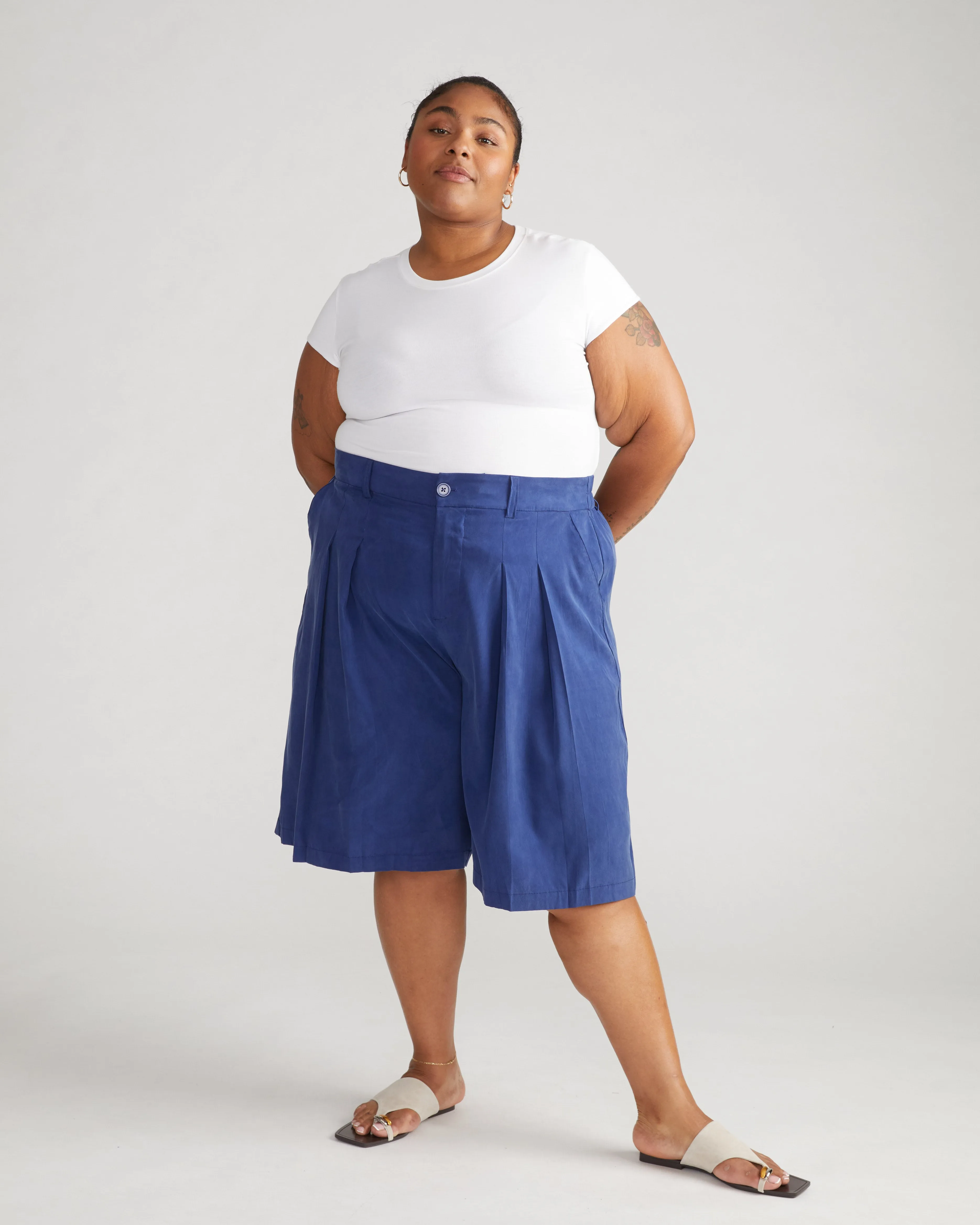 Cooling Stretch Cupro Bermuda Shorts - Cenote sold by Universal Standard product image thumbnail 3