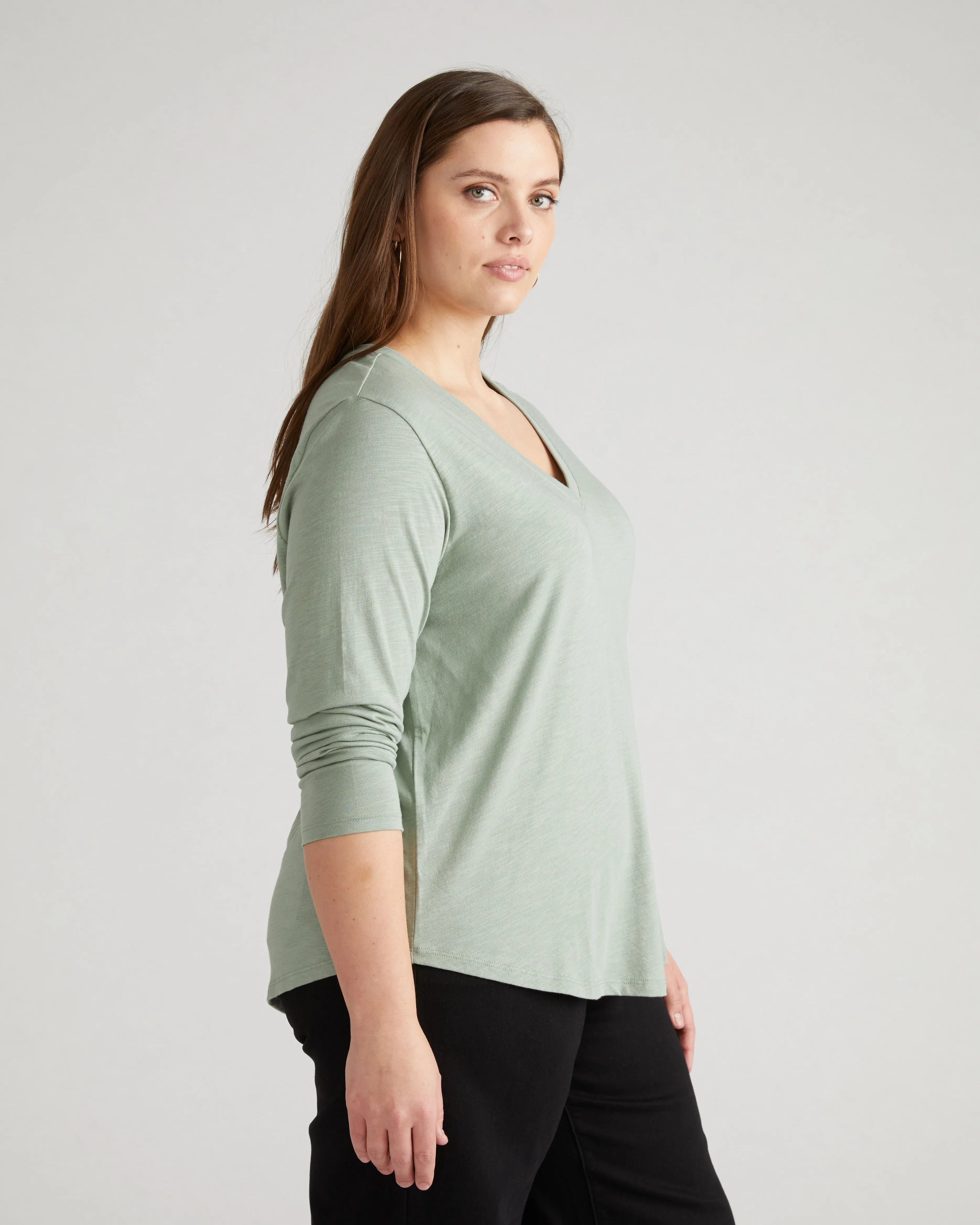 Light-As-Air Long Sleeve V Neck Tee - Sage sold by Universal Standard product image thumbnail 3