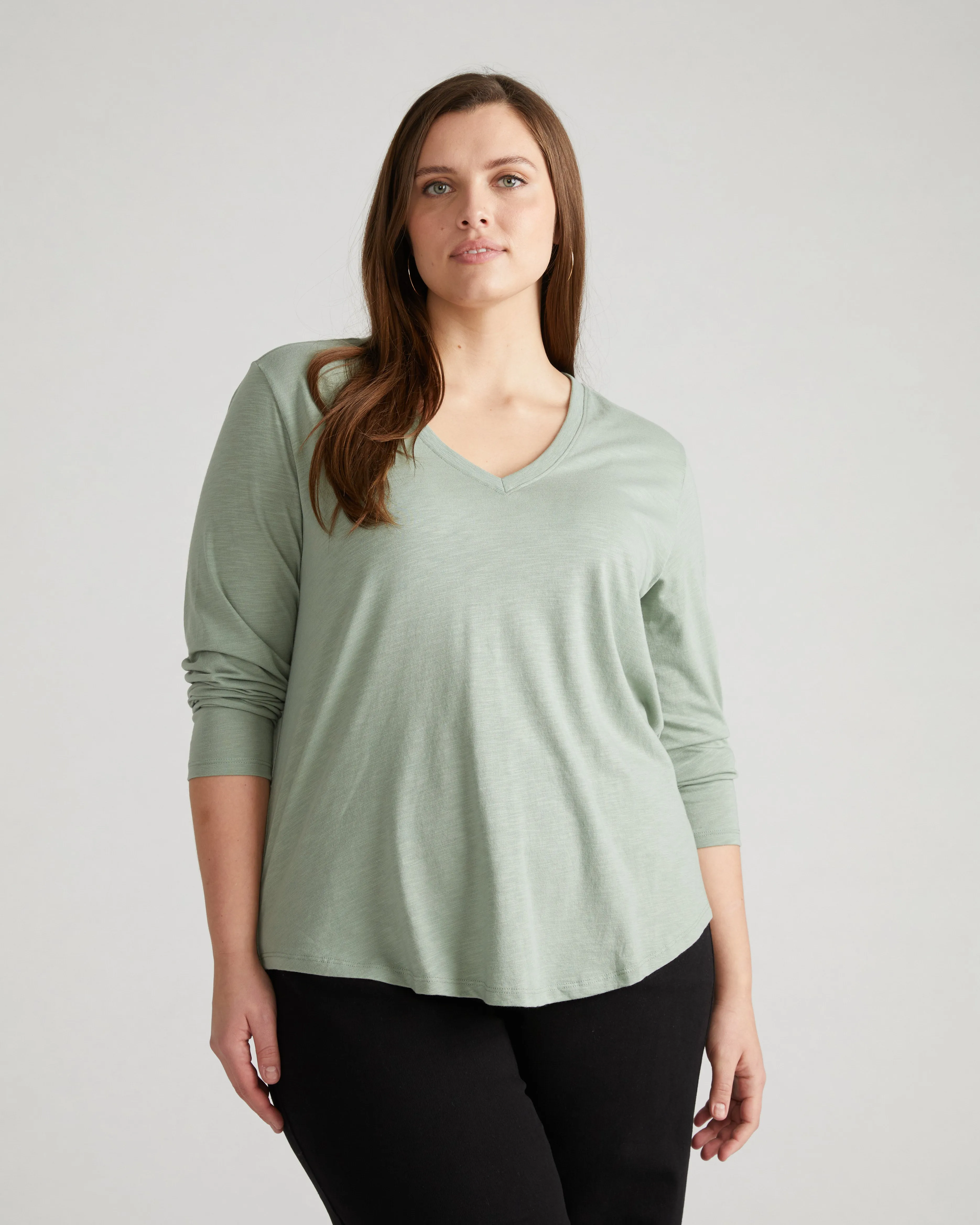 Light-As-Air Long Sleeve V Neck Tee - Sage sold by Universal Standard product image thumbnail 2