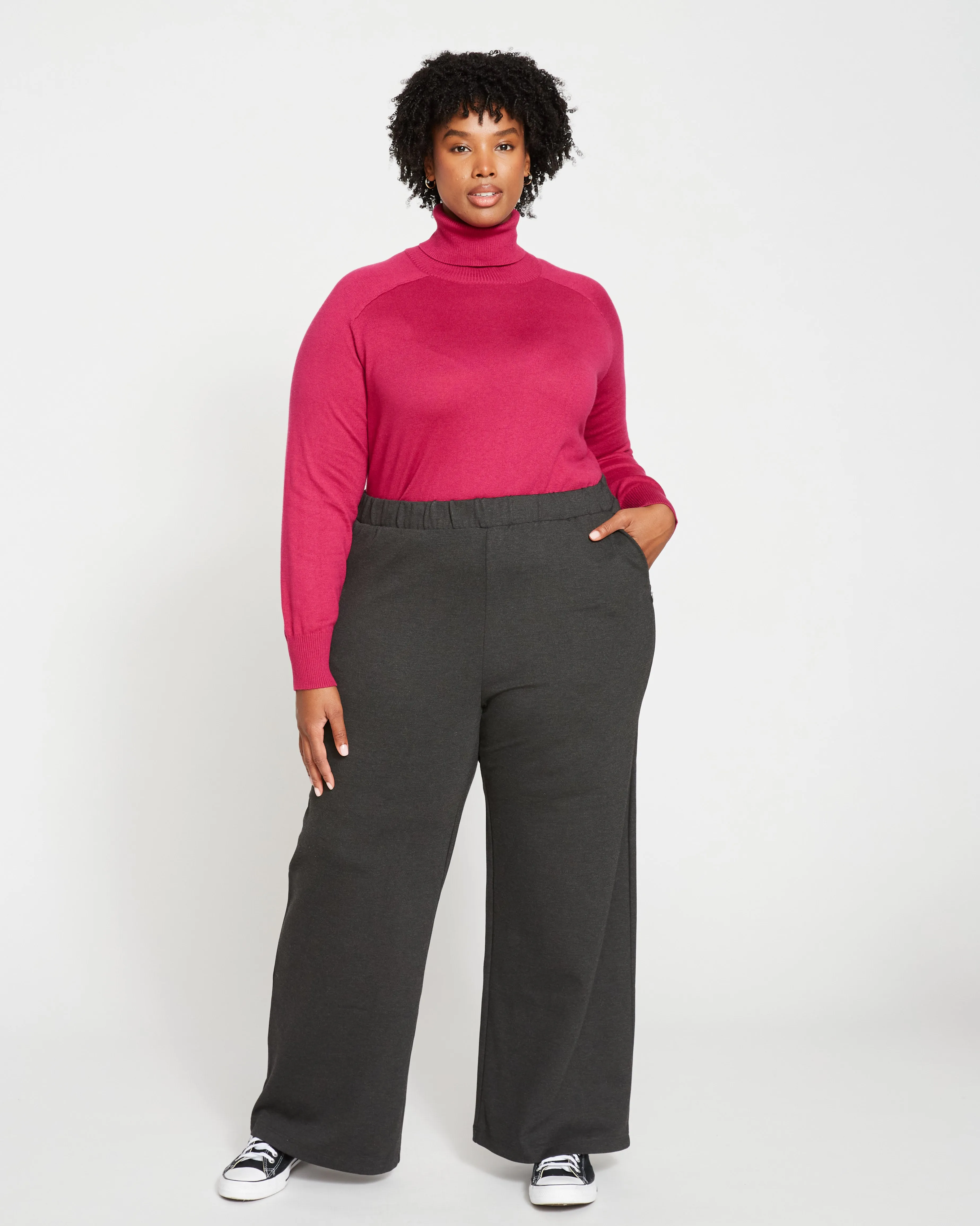Stephanie Wide Leg Ponte Pants - Charcoal sold by Universal Standard