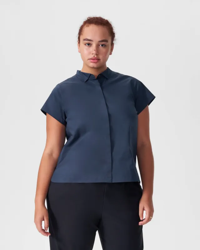 Aster Tuxedo Collar Shirt - Navy sold by Universal Standard