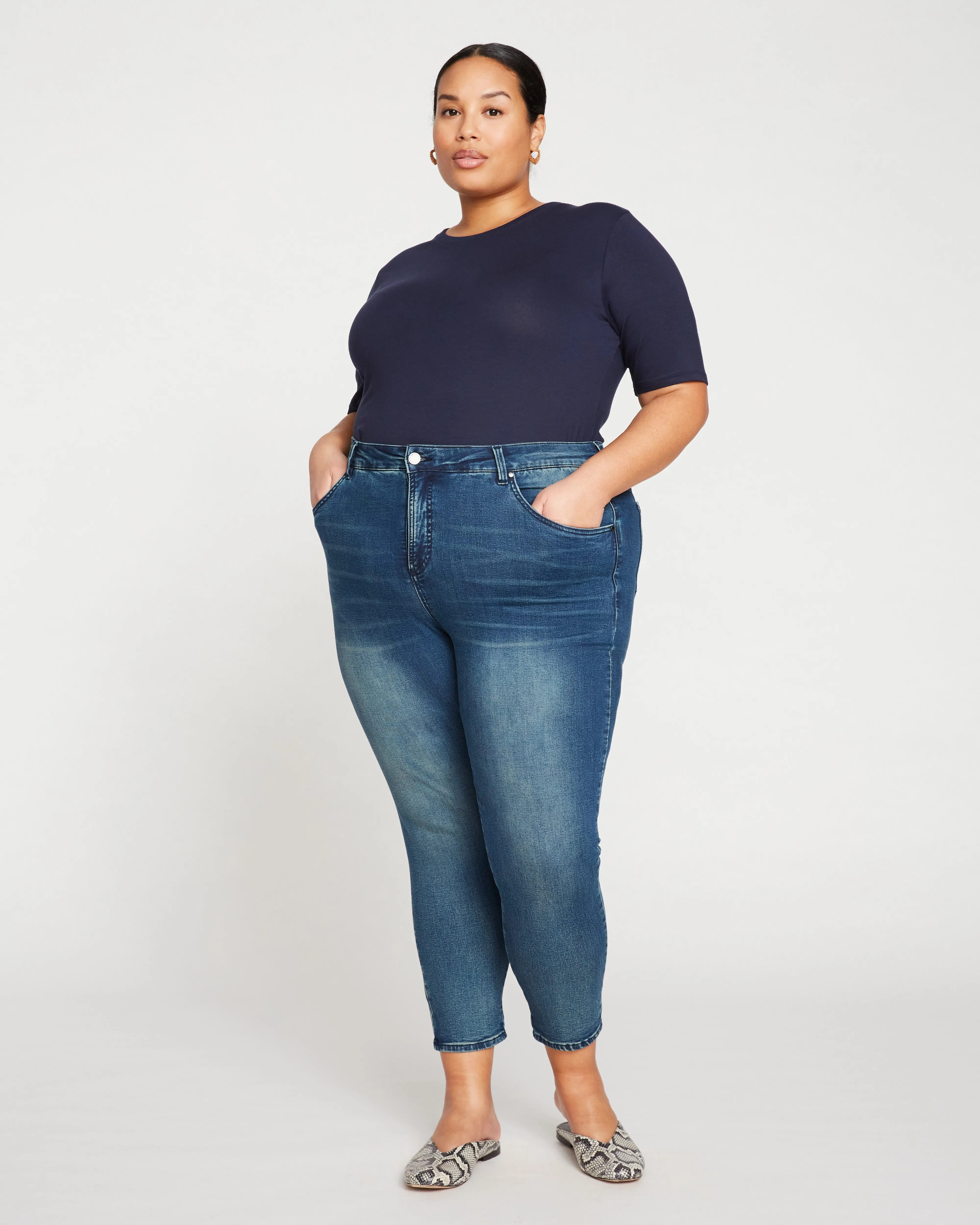 Seine High Rise Skinny Jeans 27 Inch - Distressed Blue sold by Universal Standard