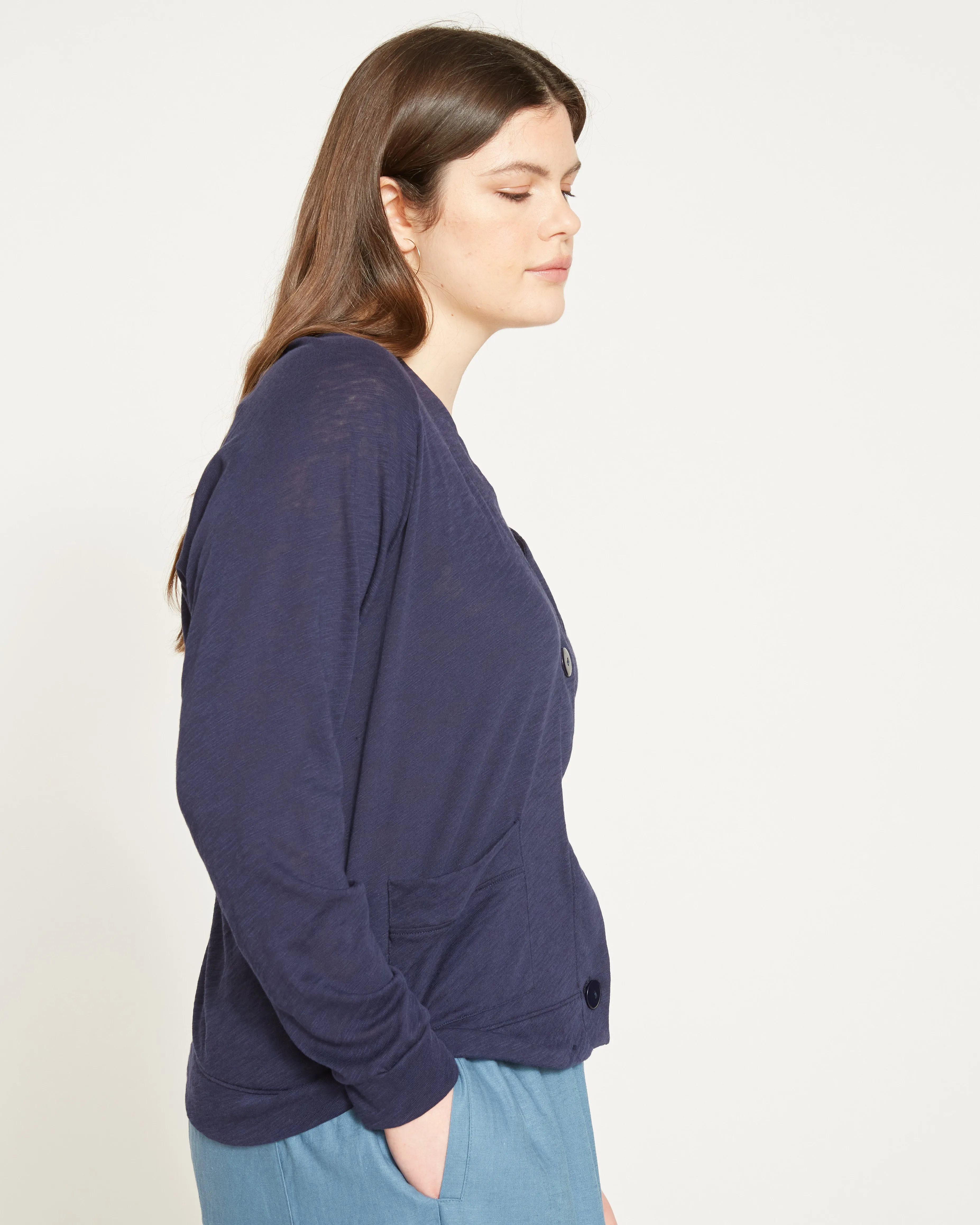 Lightweight Pima Cotton Cardi - Navy sold by Universal Standard product image thumbnail 4
