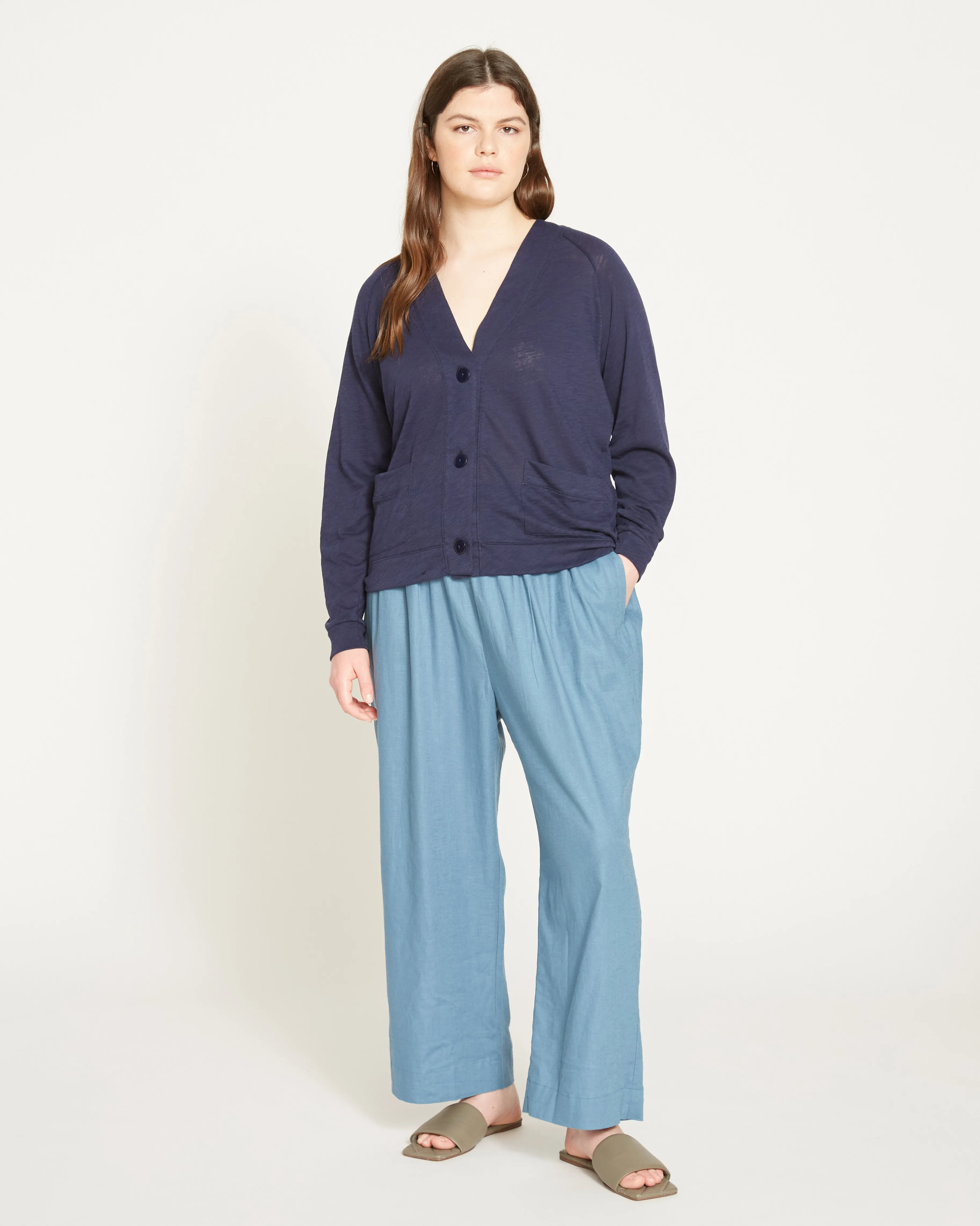 Lightweight Pima Cotton Cardi - Navy sold by Universal Standard