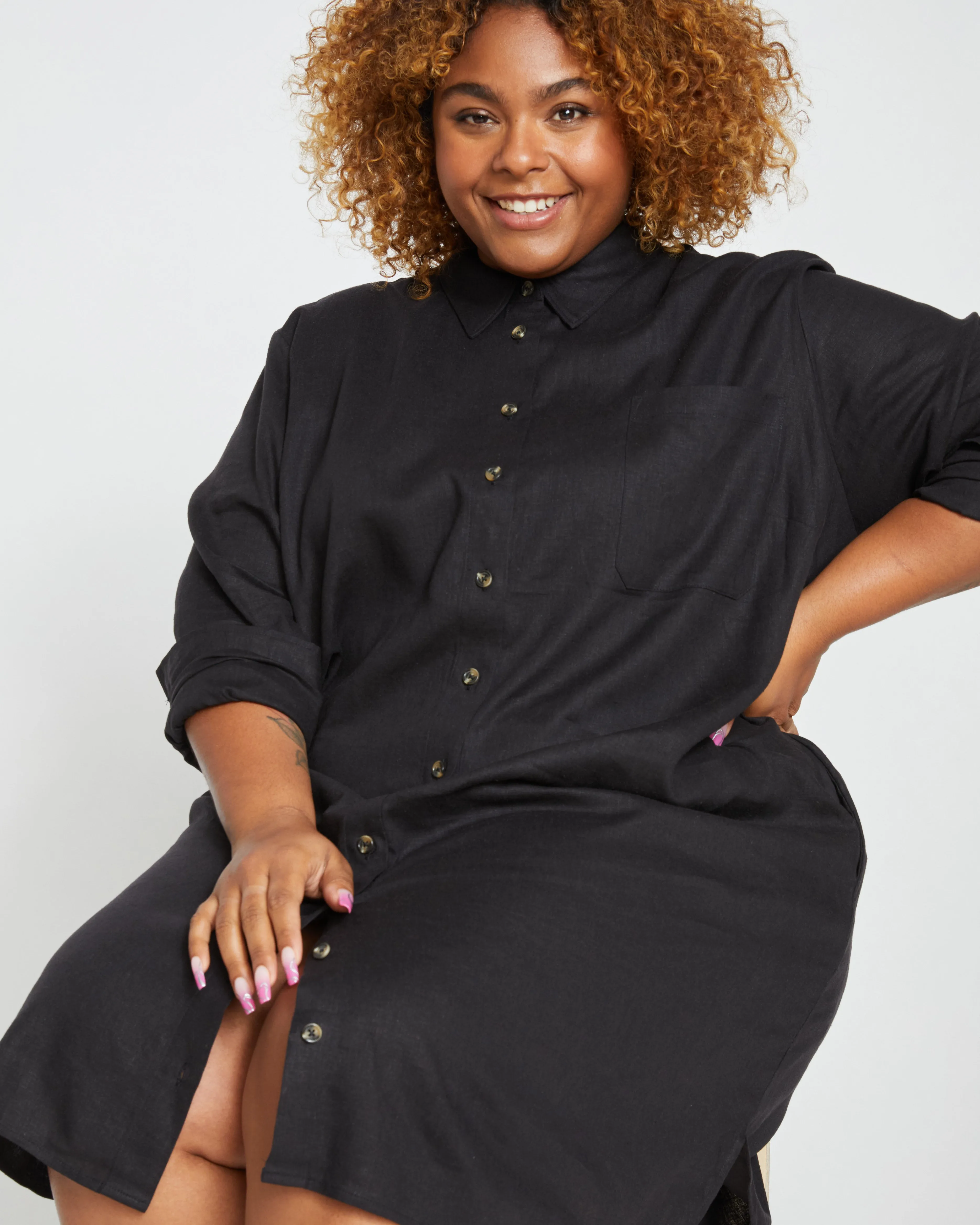 Seaside Linen Shirtdress - Black sold by Universal Standard product image thumbnail 2