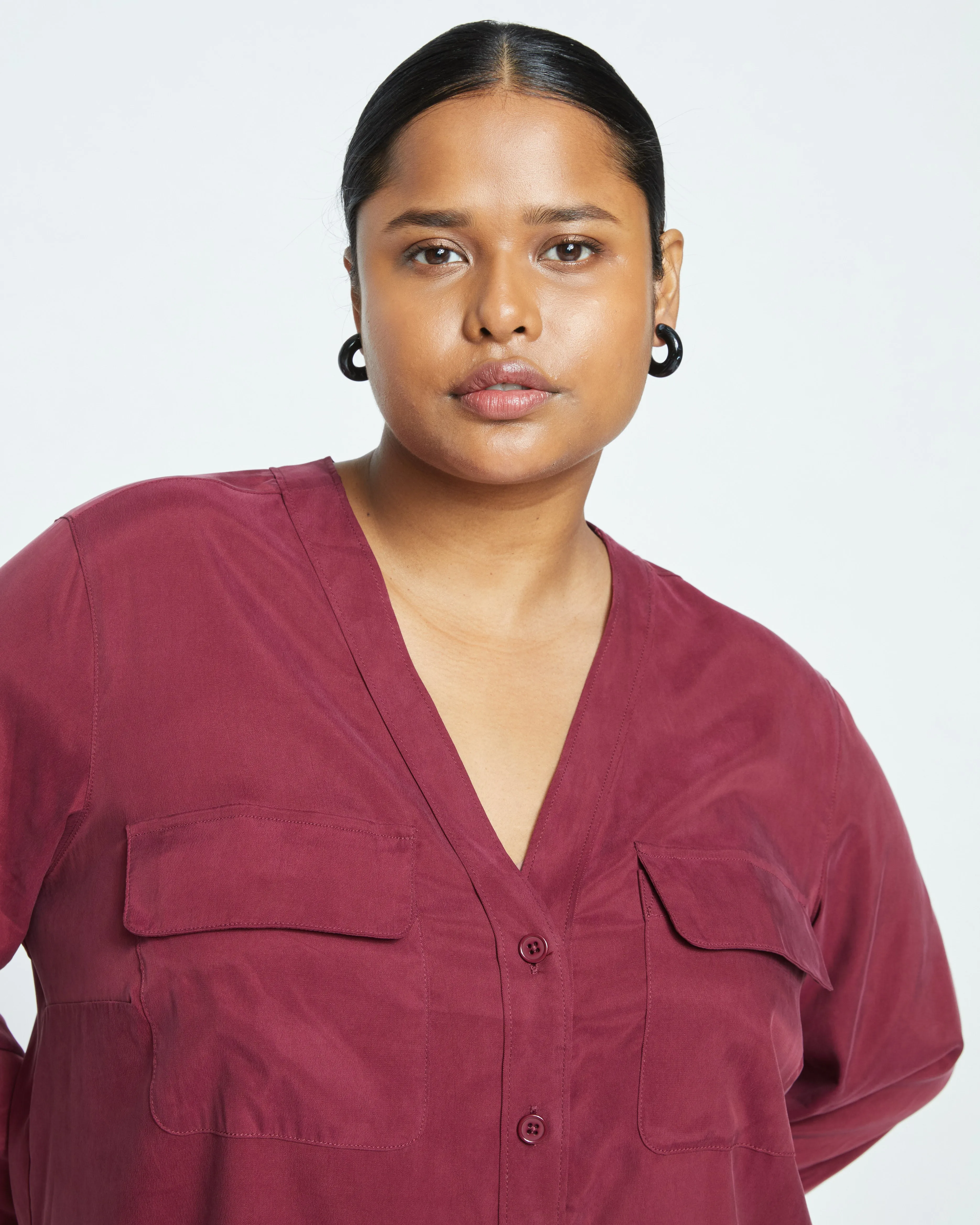 Cooling Stretch Cupro Button-Down Blouse - Rioja sold by Universal Standard product image thumbnail 3