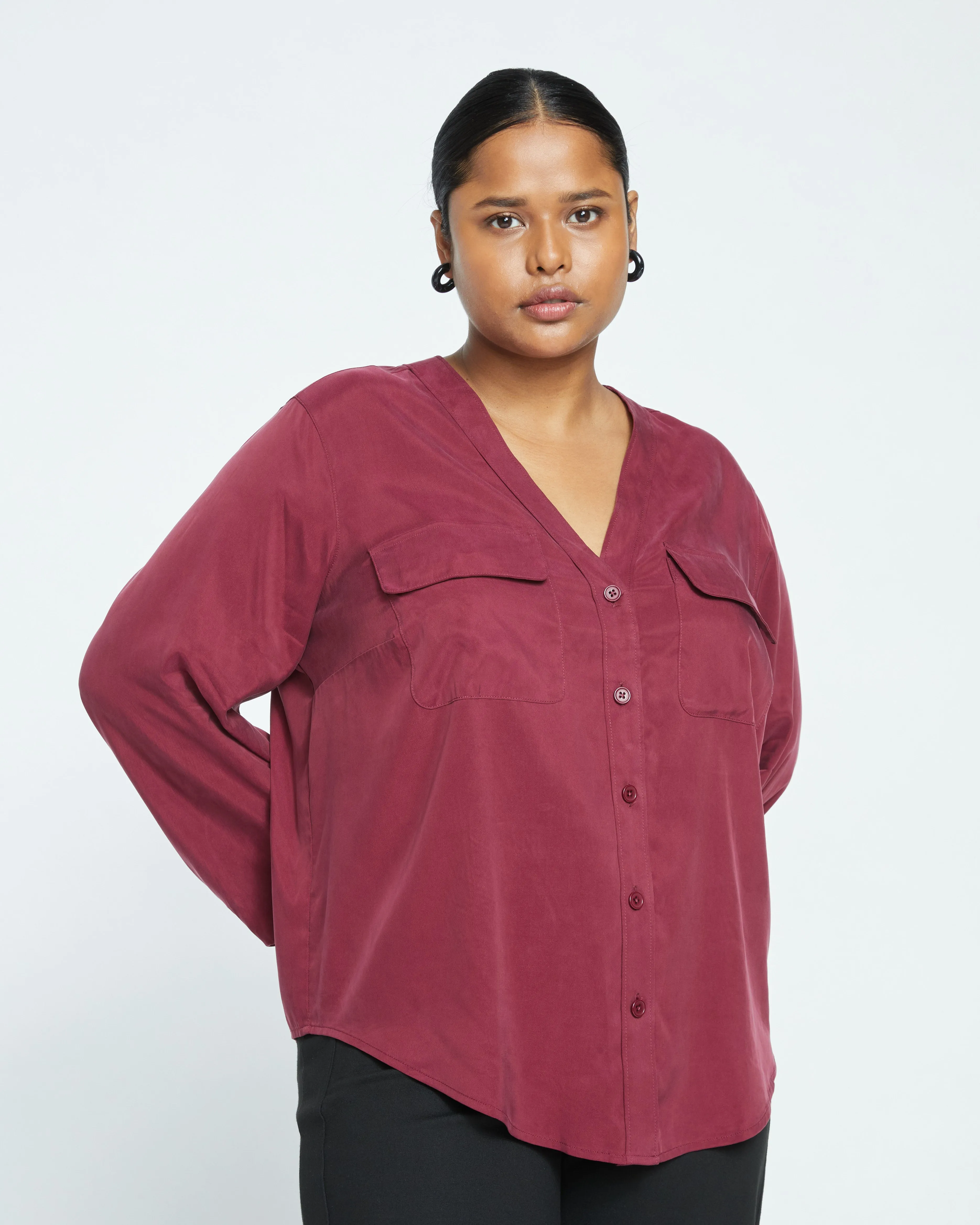Cooling Stretch Cupro Button-Down Blouse - Rioja sold by Universal Standard product image thumbnail 2
