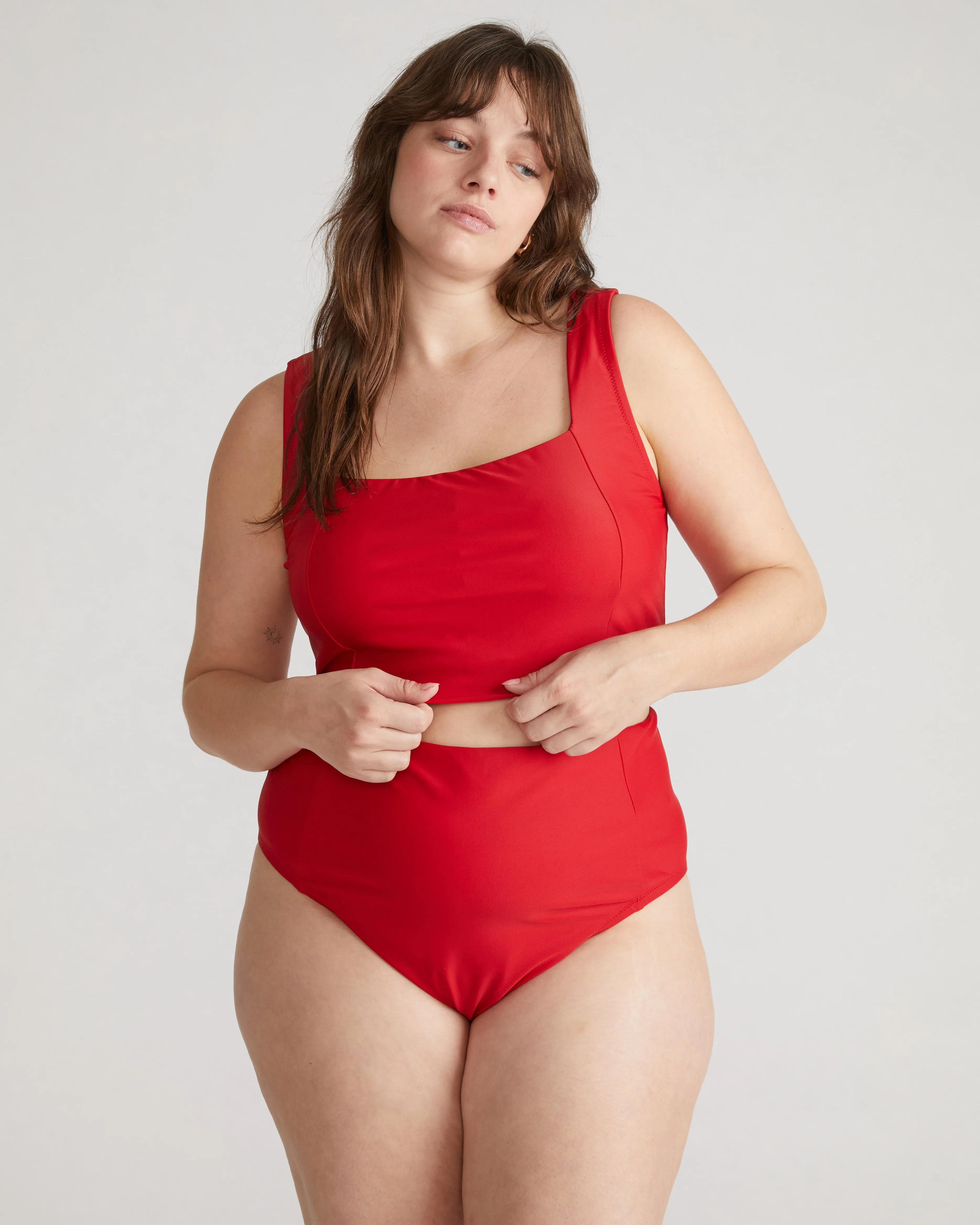 The Square Neck Bikini Top - Baywatch Red sold by Universal Standard