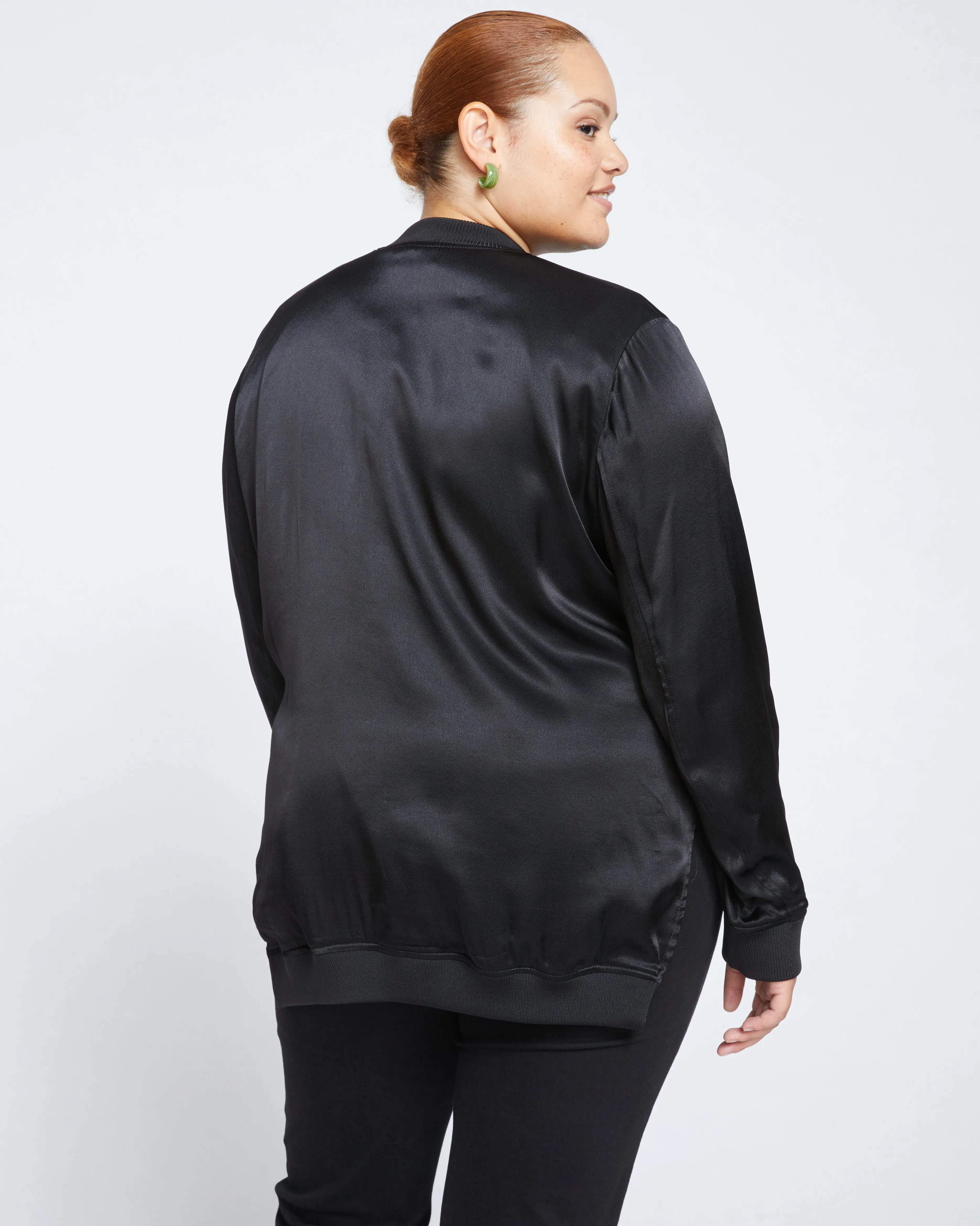 Satin Bomber Jacket - Black sold by Universal Standard product image thumbnail 4