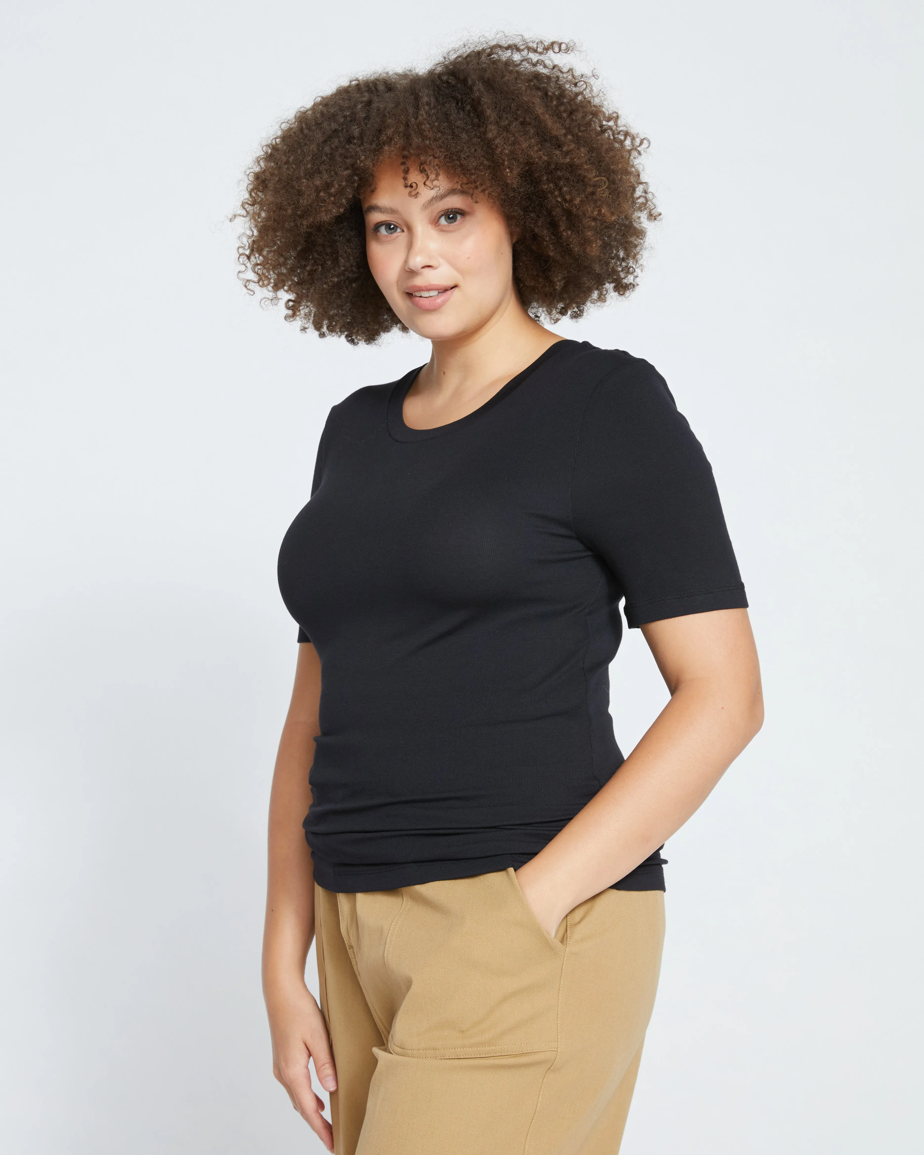 Foundation Short Sleeve Crew Neck Tee - Black sold by Universal Standard product image thumbnail 3