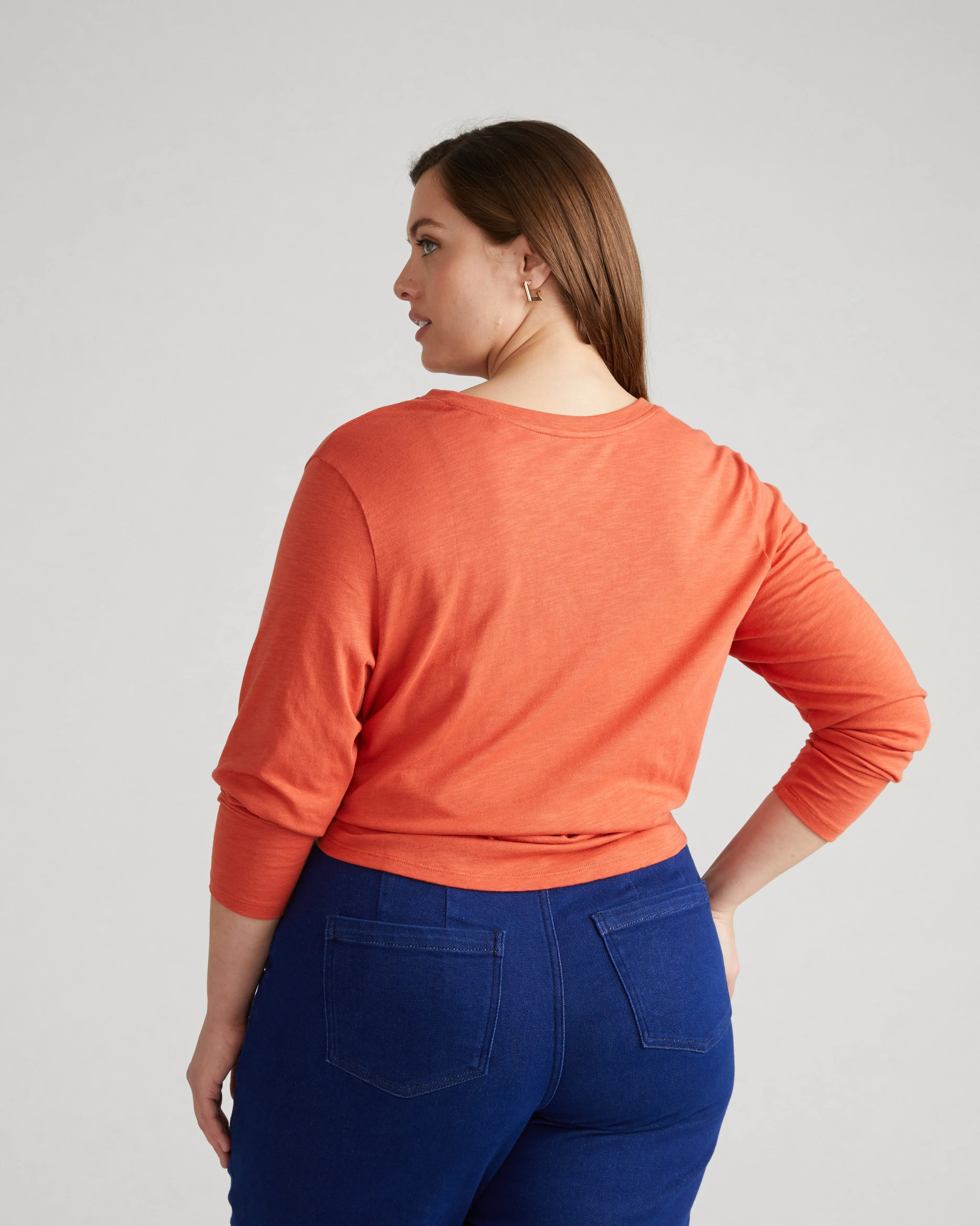 Light-As-Air Long Sleeve V Neck Tee - Aperol sold by Universal Standard product image thumbnail 4