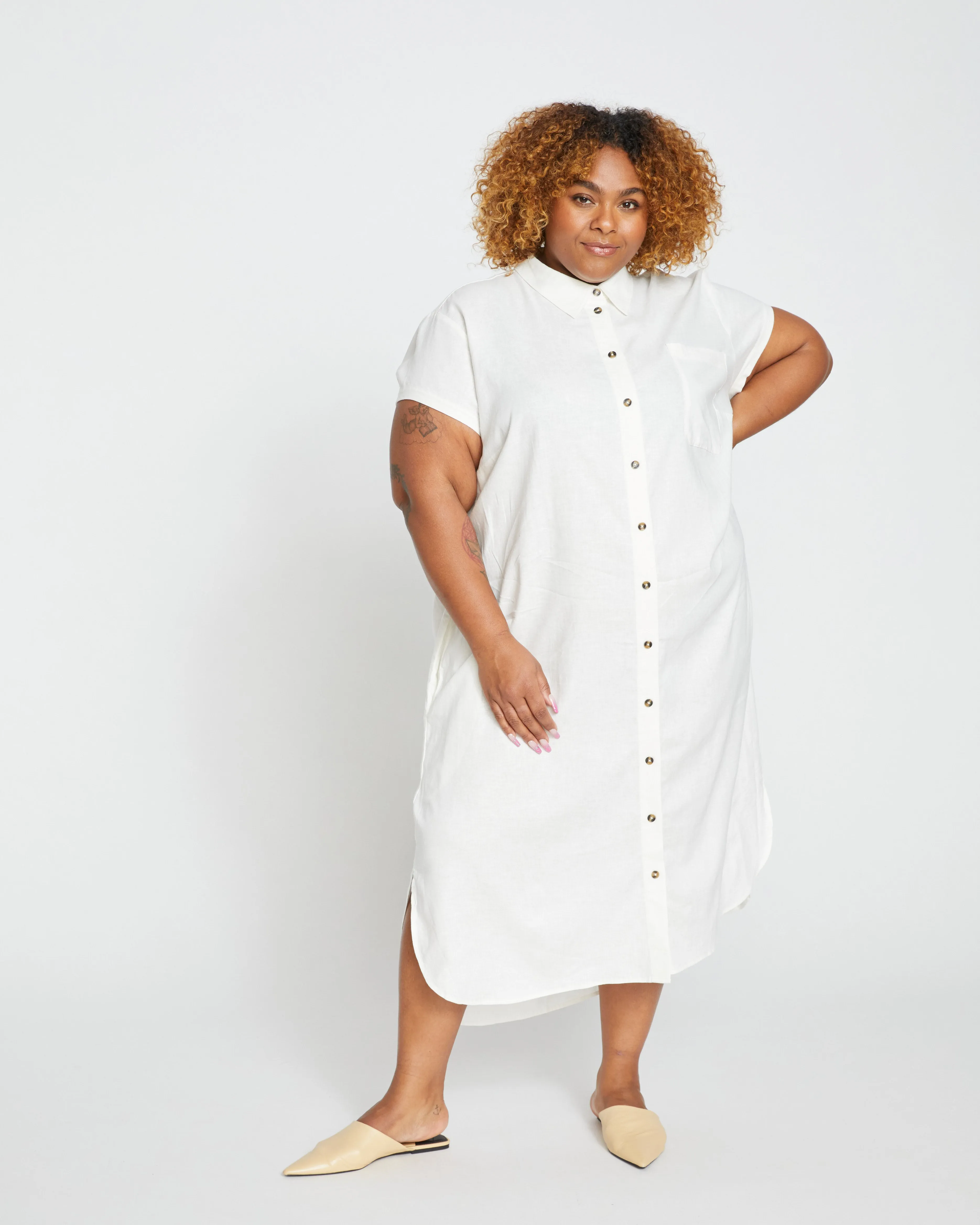 Dune Linen Shirtdress - White sold by Universal Standard