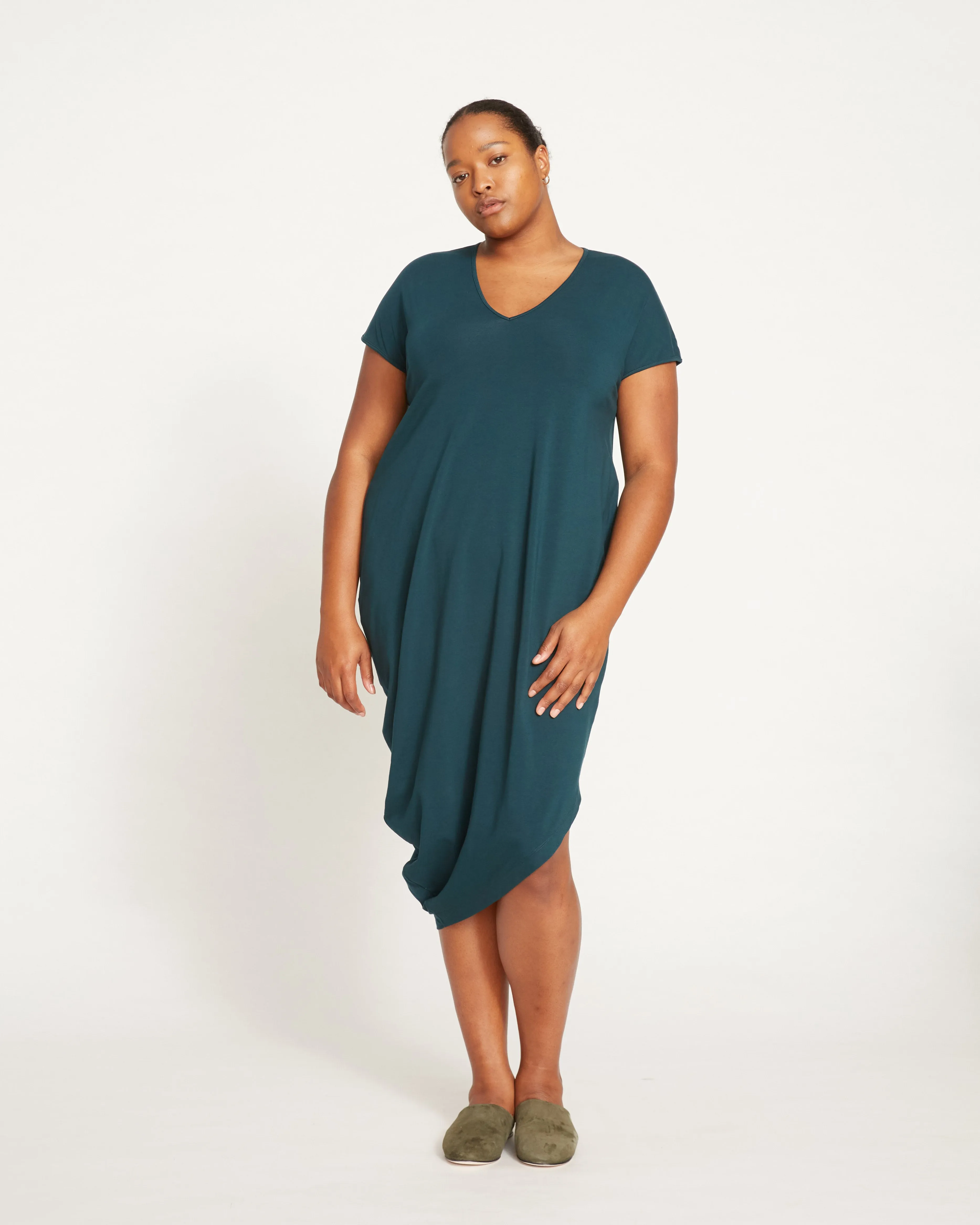 Iconic Geneva V-Neck Dress - Deep Sea sold by Universal Standard