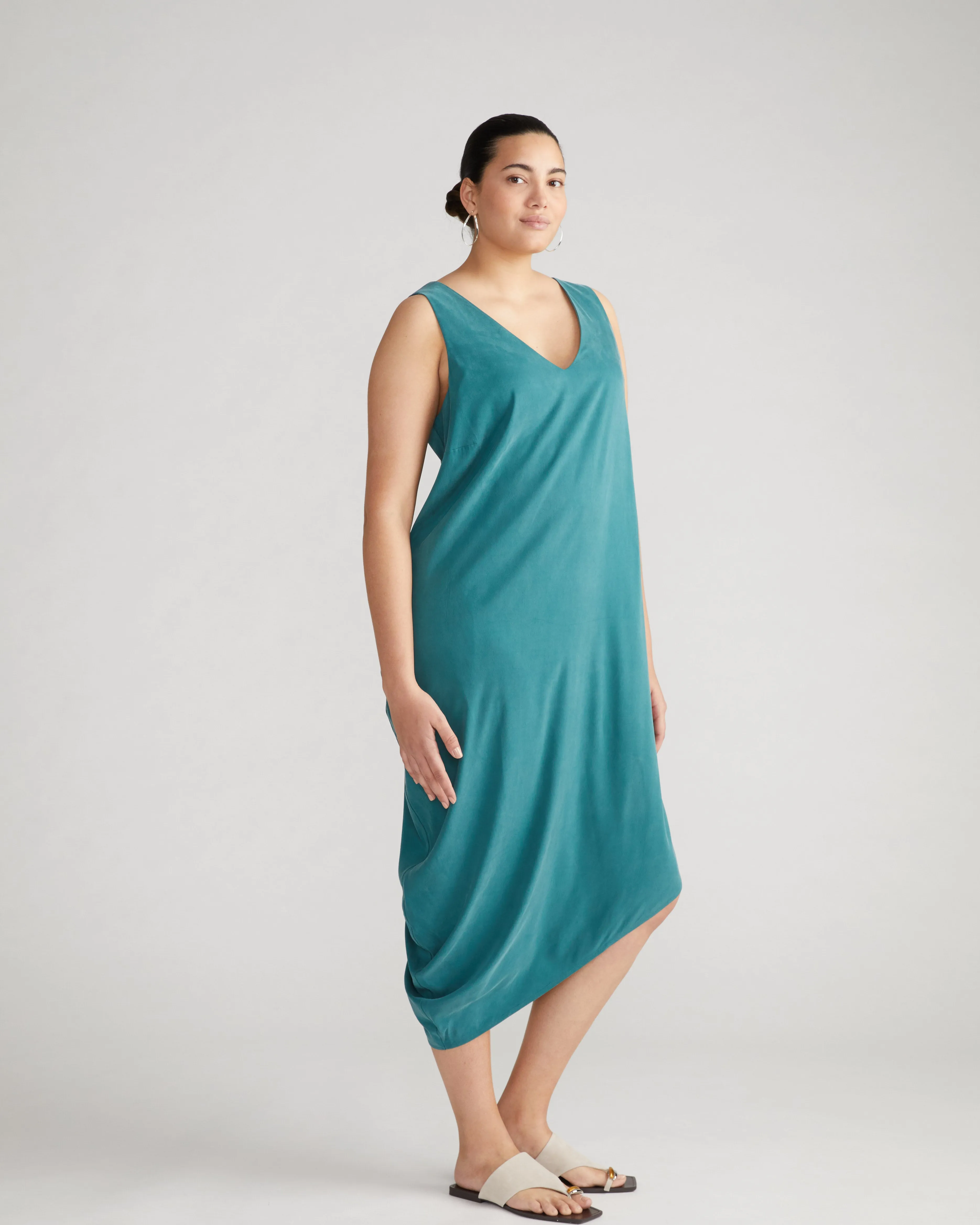 Iconic Cooling Cupro Geneva V Tank Dress - Ocean Floor sold by Universal Standard product image thumbnail 3