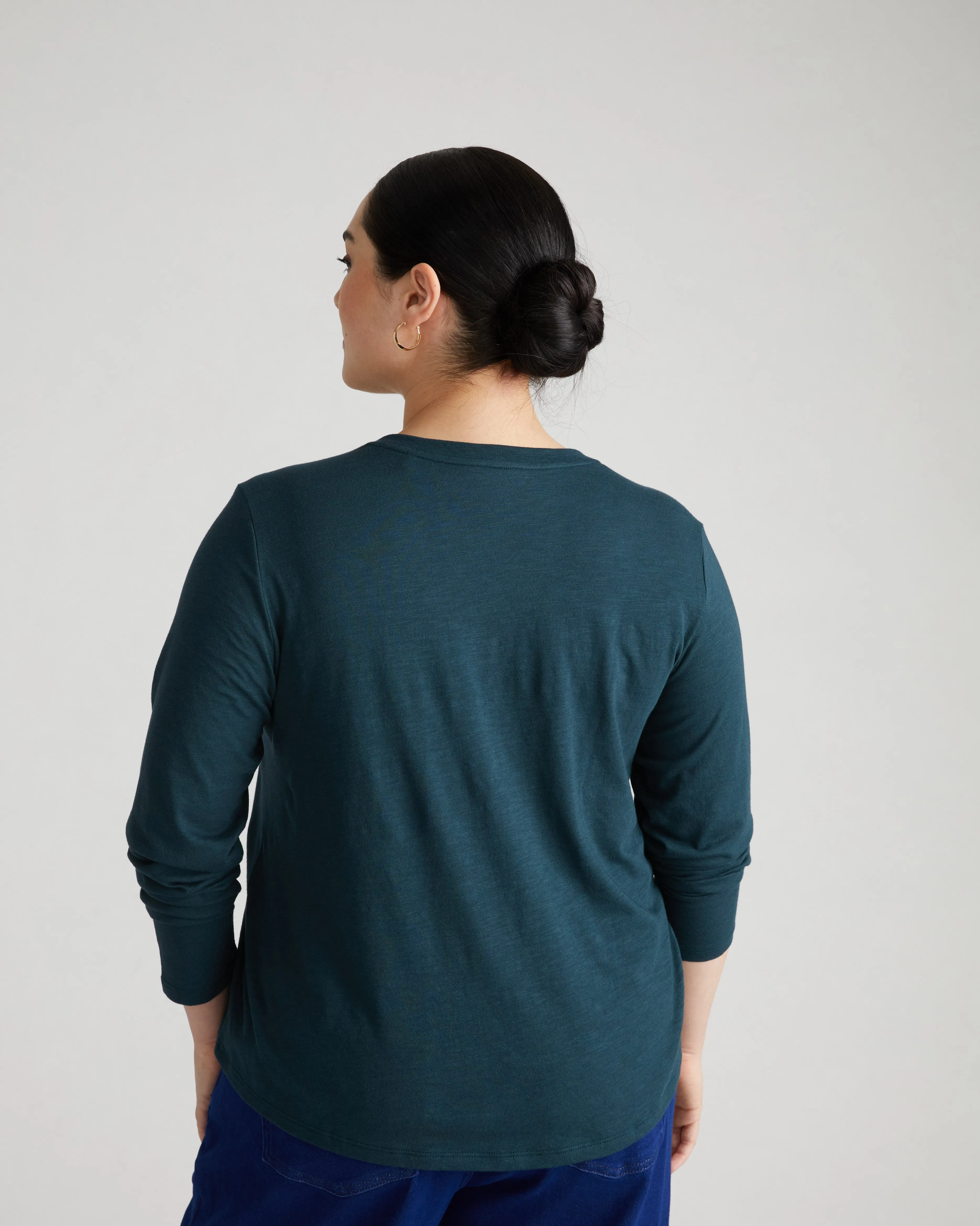 Light-As-Air Long Sleeve V Neck Tee - Deep Sea sold by Universal Standard product image thumbnail 4