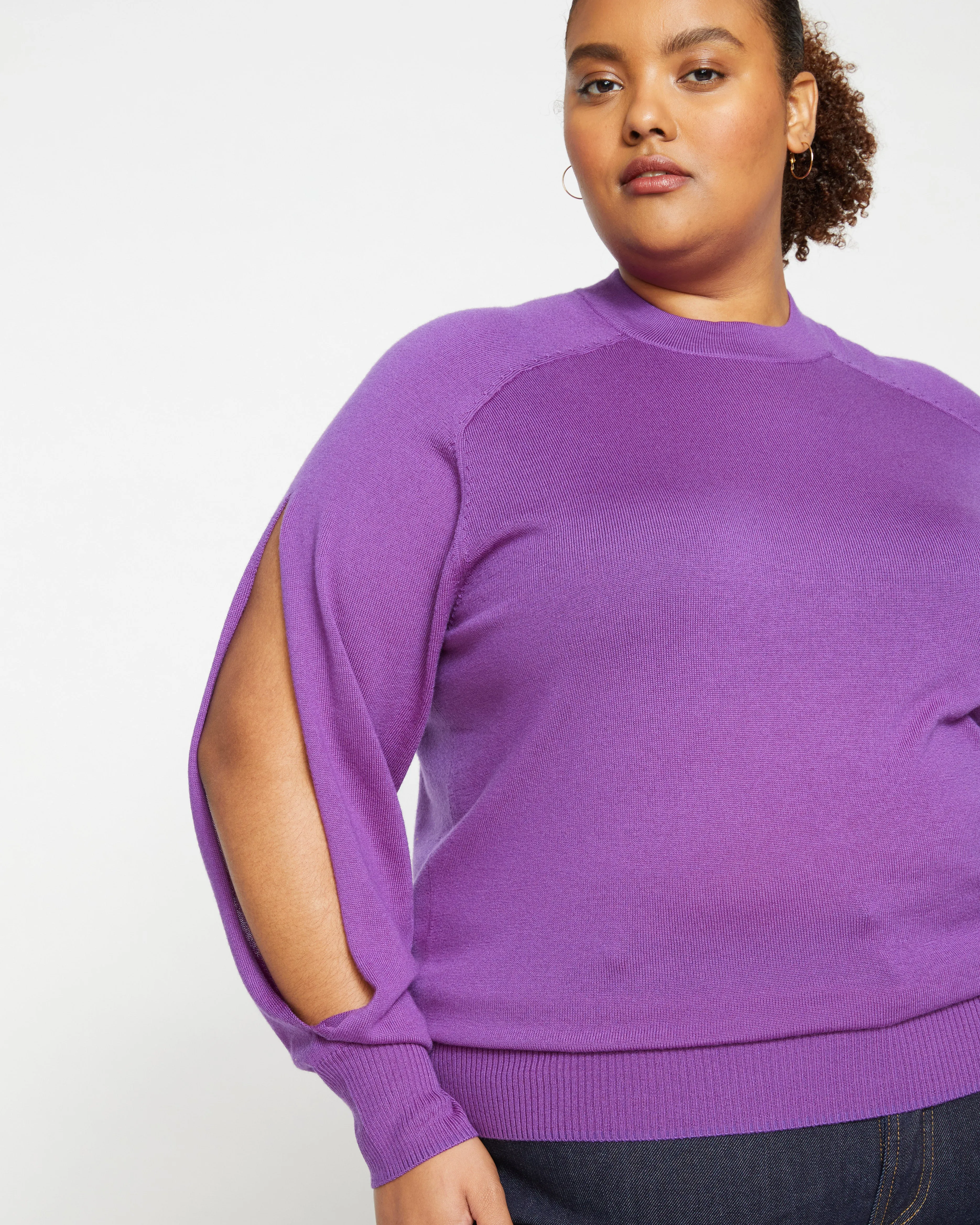 Beals Merino Cut-Out Sweater - Compote sold by Universal Standard