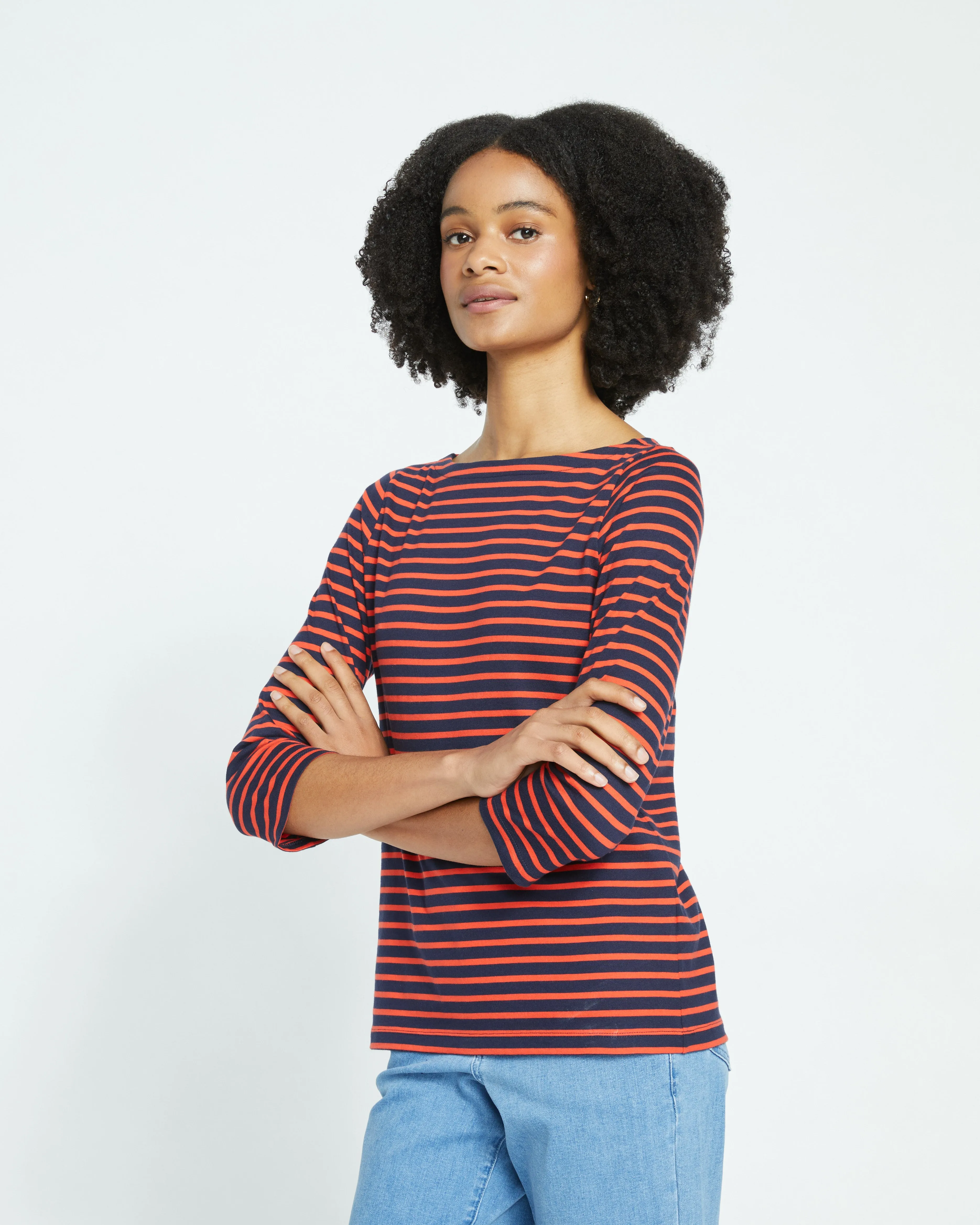 Belle Breton-Stripe Compact Jersey Tee - Navy/Red Stripe sold by Universal Standard product image thumbnail 3