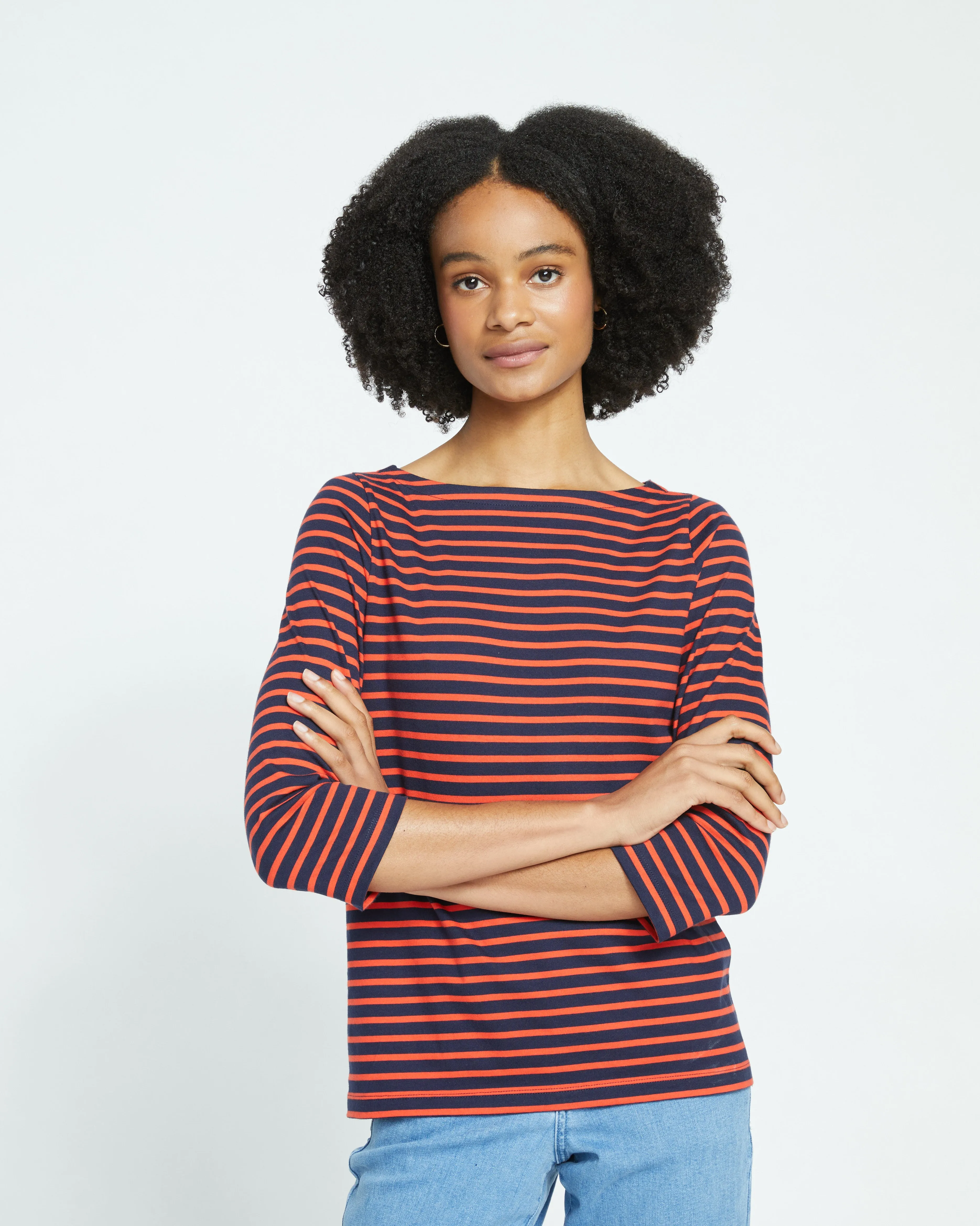 Belle Breton-Stripe Compact Jersey Tee - Navy/Red Stripe sold by Universal Standard product image thumbnail 2
