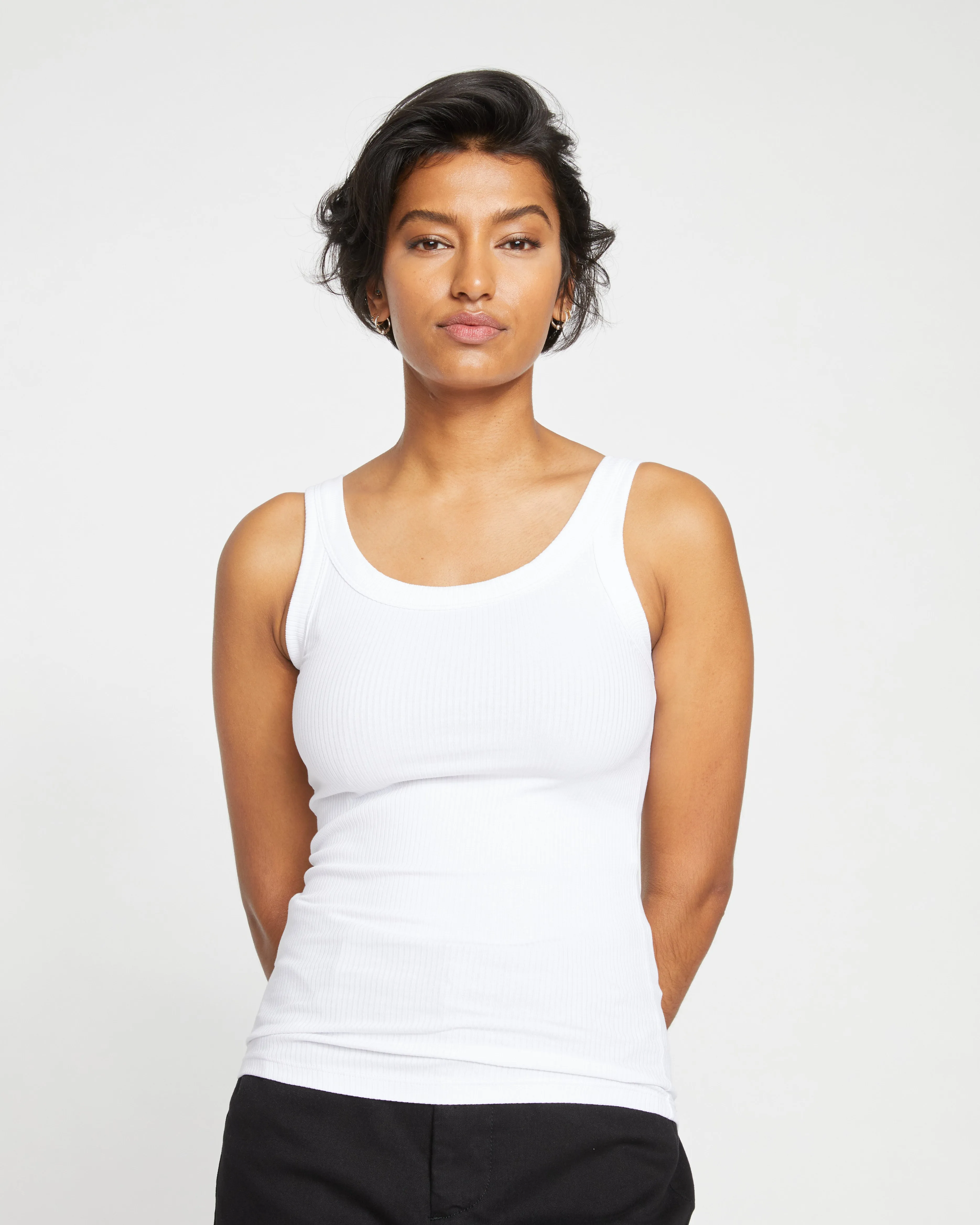 Roitfeld Ribbed Tank - White sold by Universal Standard