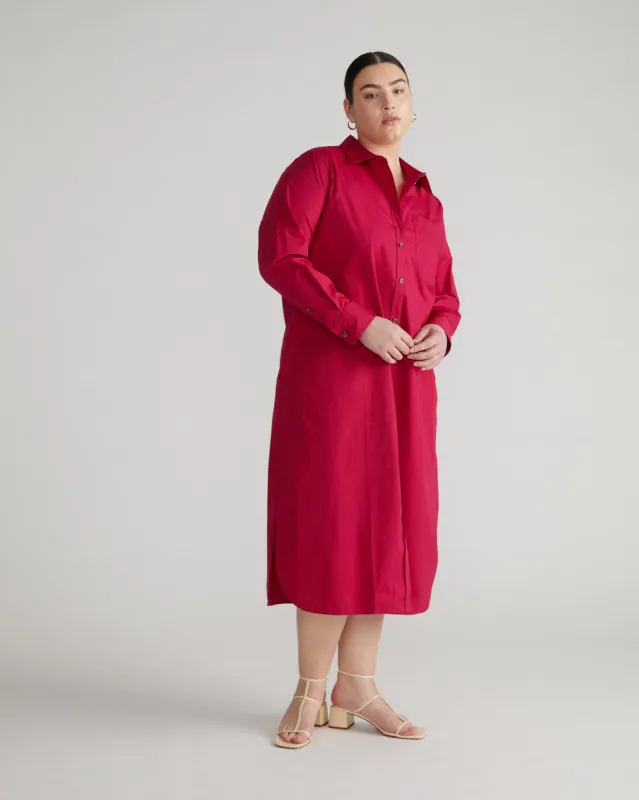 Odeon Stretch Poplin Shirtdress - Cerise sold by Universal Standard