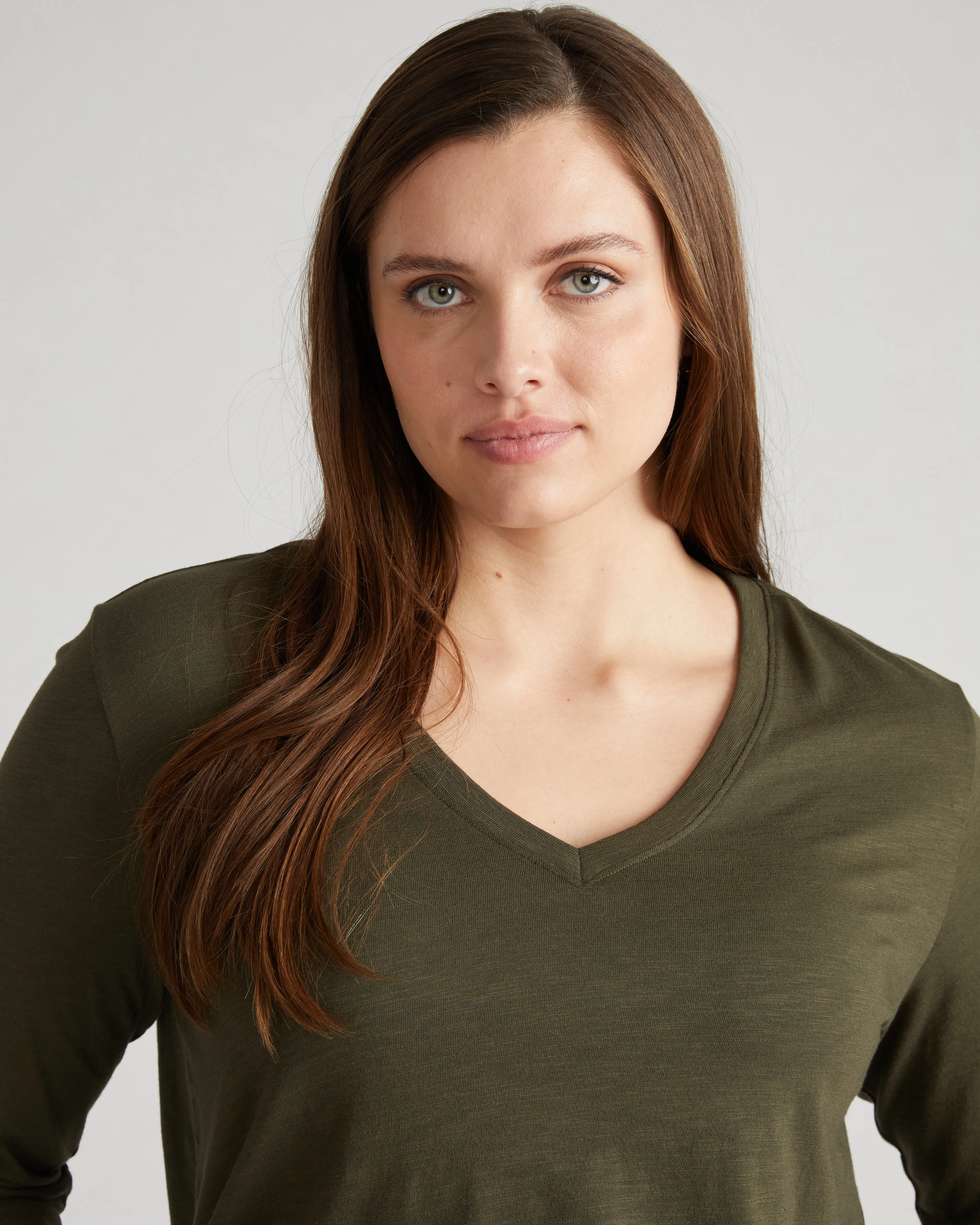 Light-As-Air Long Sleeve V Neck Tee - Nori sold by Universal Standard product image thumbnail 2