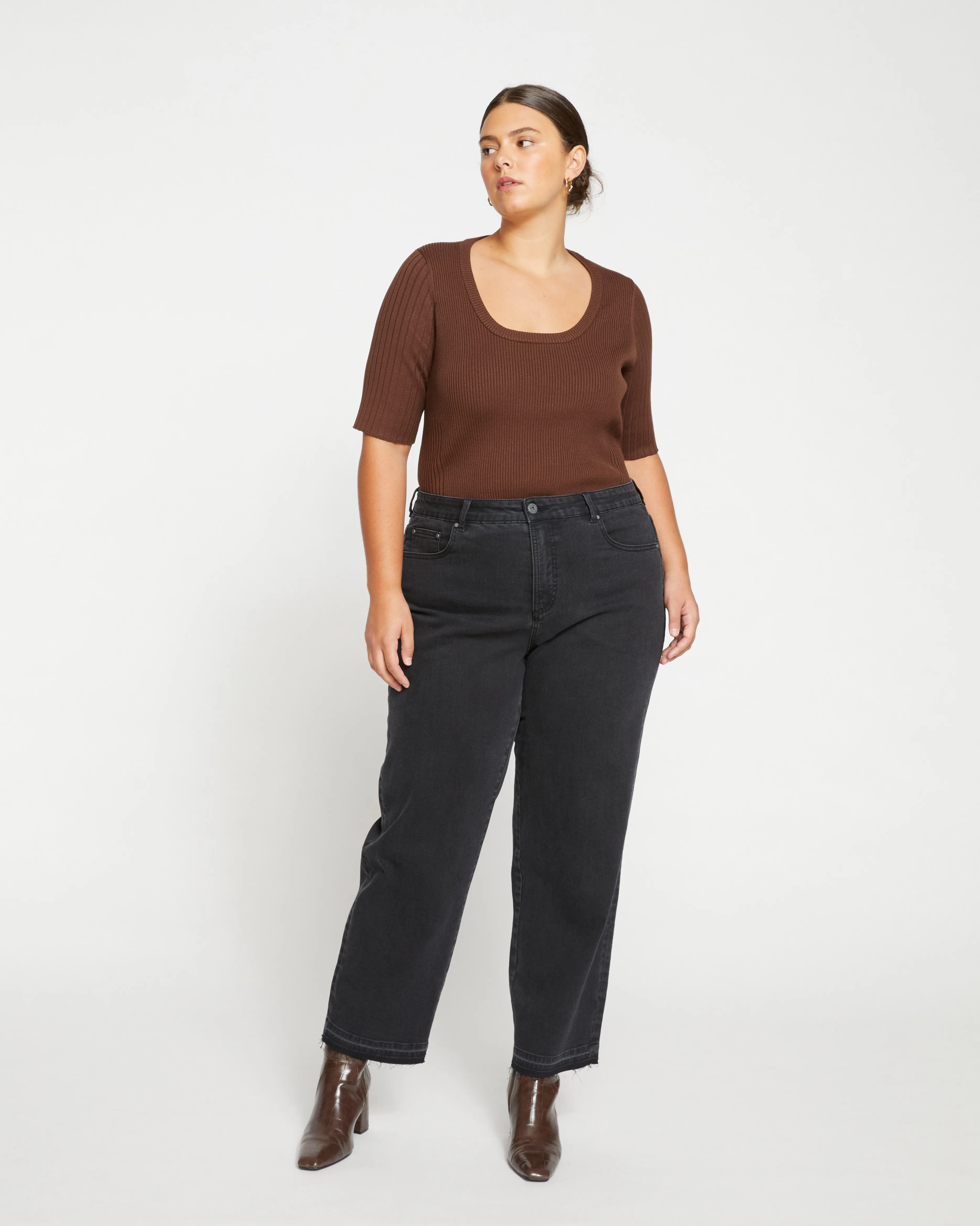 Bae Boyfriend Straight Leg Jeans - Broken Black sold by Universal Standard