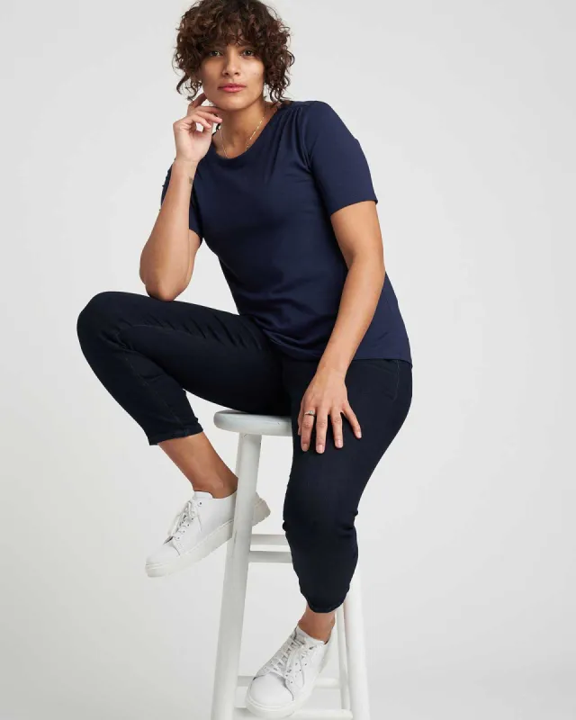 Bobbi Gathered Shoulder Tee - Navy sold by Universal Standard