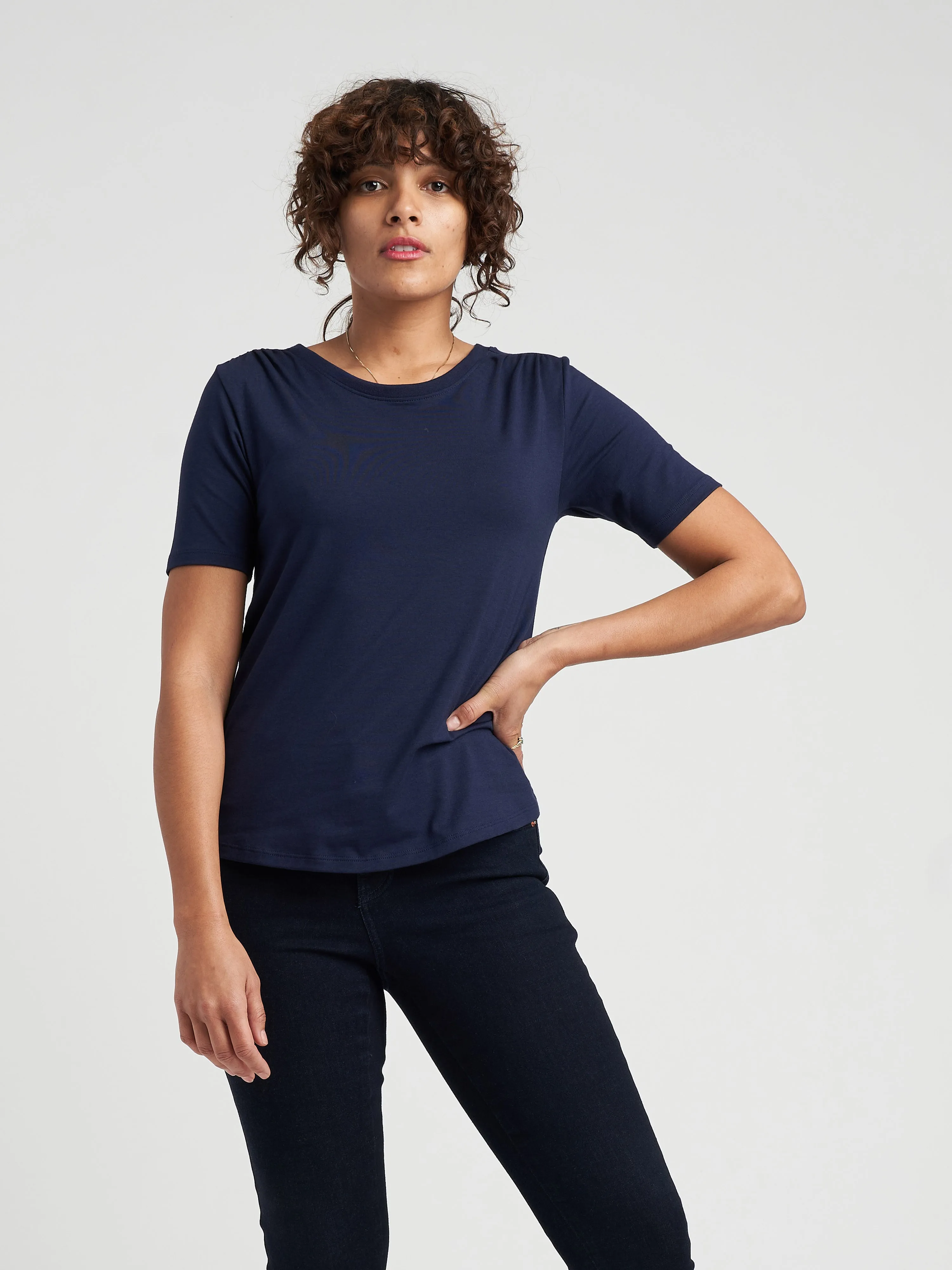 Bobbi Gathered Shoulder Tee - Navy sold by Universal Standard product image thumbnail 3