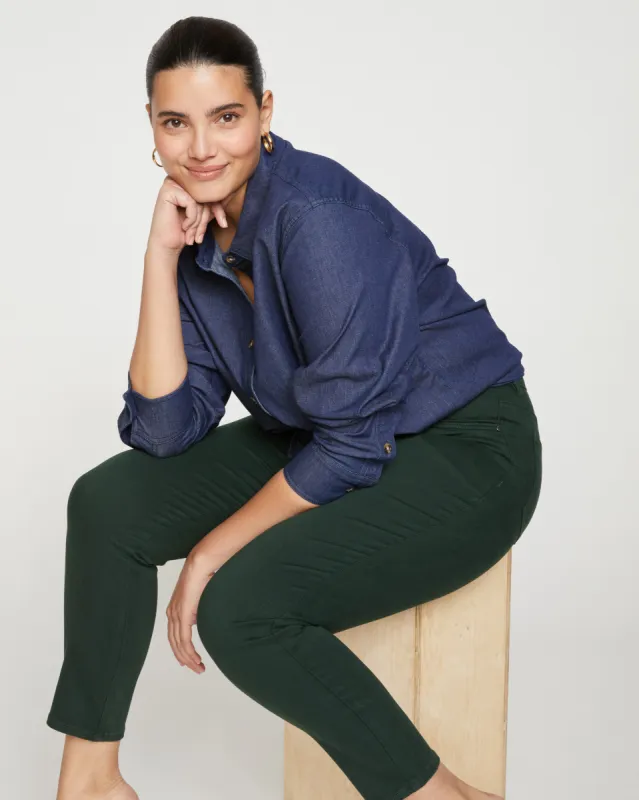 Seine High Rise Skinny Jeans 27 Inch - Forest Green sold by Universal Standard