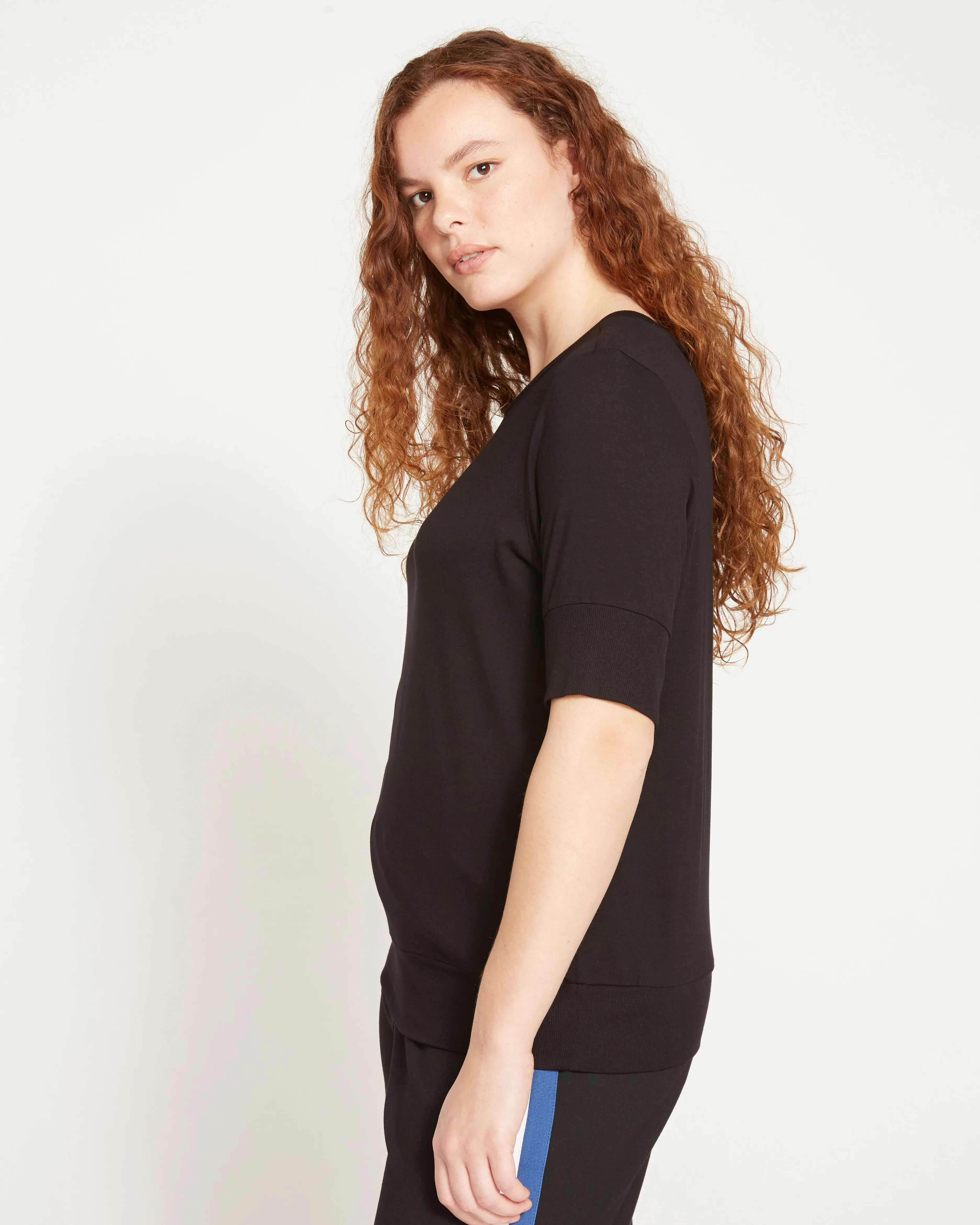 Aimee Liquid Jersey Rib Hem Tee - Black sold by Universal Standard product image thumbnail 2
