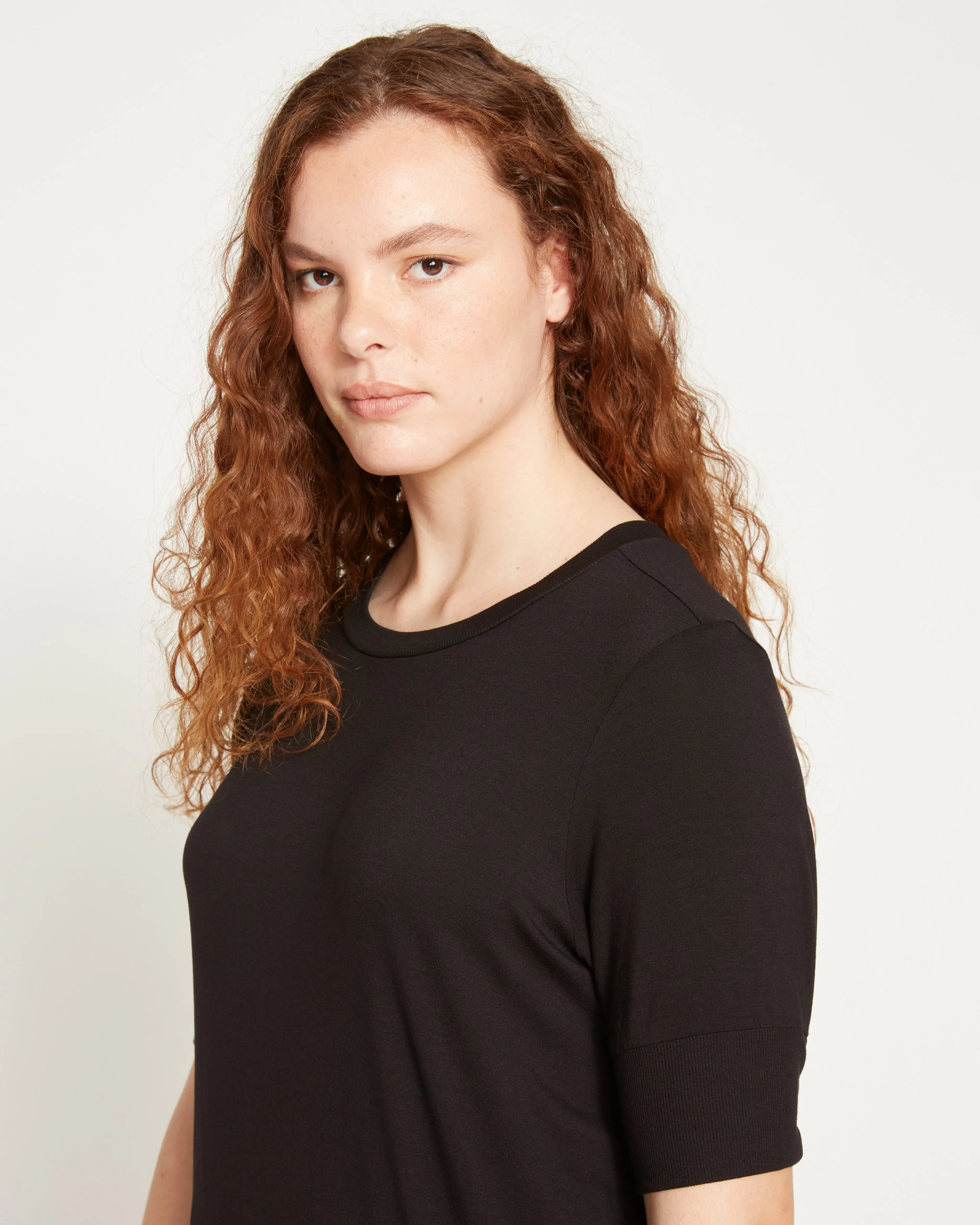 Aimee Liquid Jersey Rib Hem Tee - Black sold by Universal Standard
