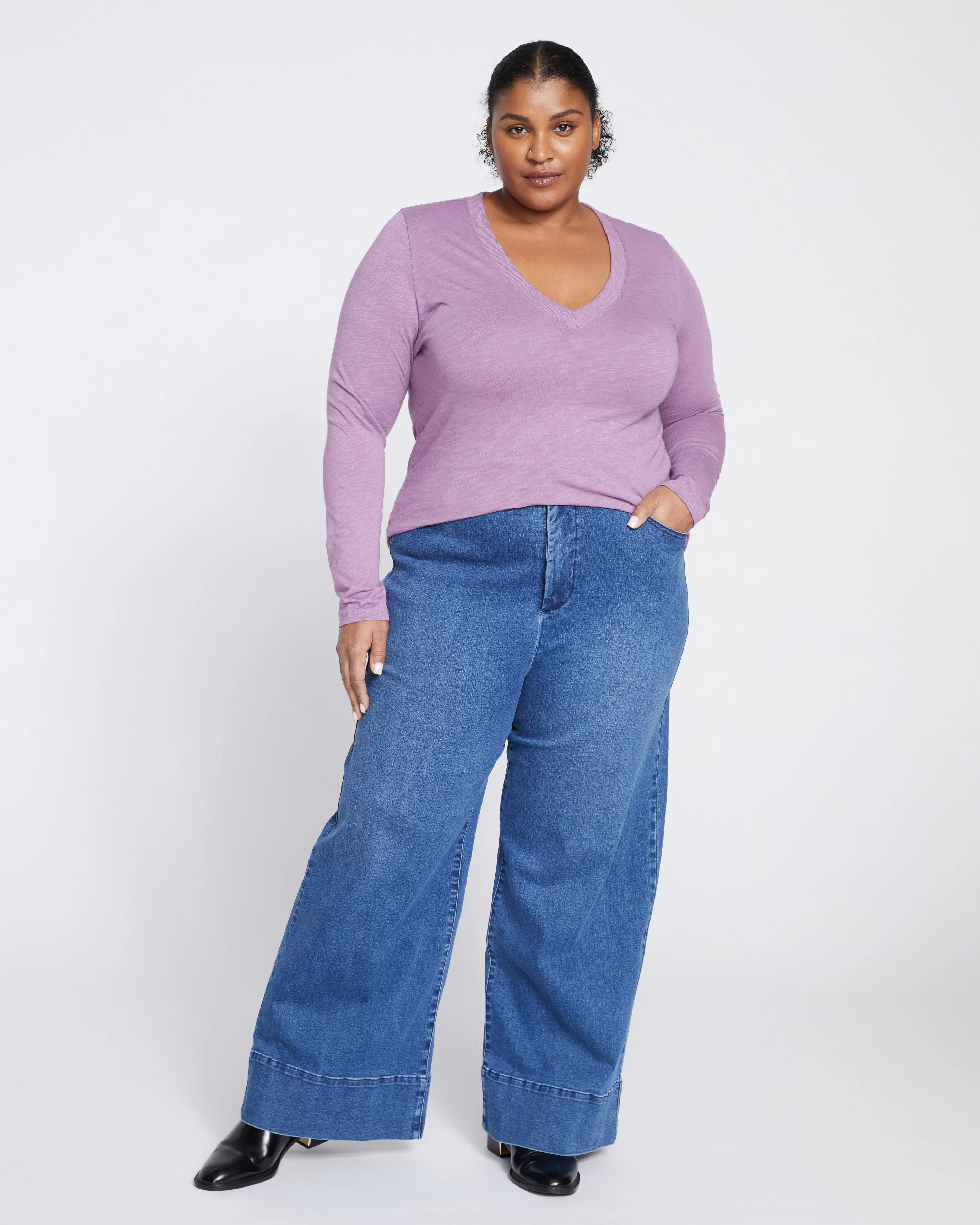 Phoenix Light-As-Air V Neck Tee - Lilac sold by Universal Standard product image thumbnail 2