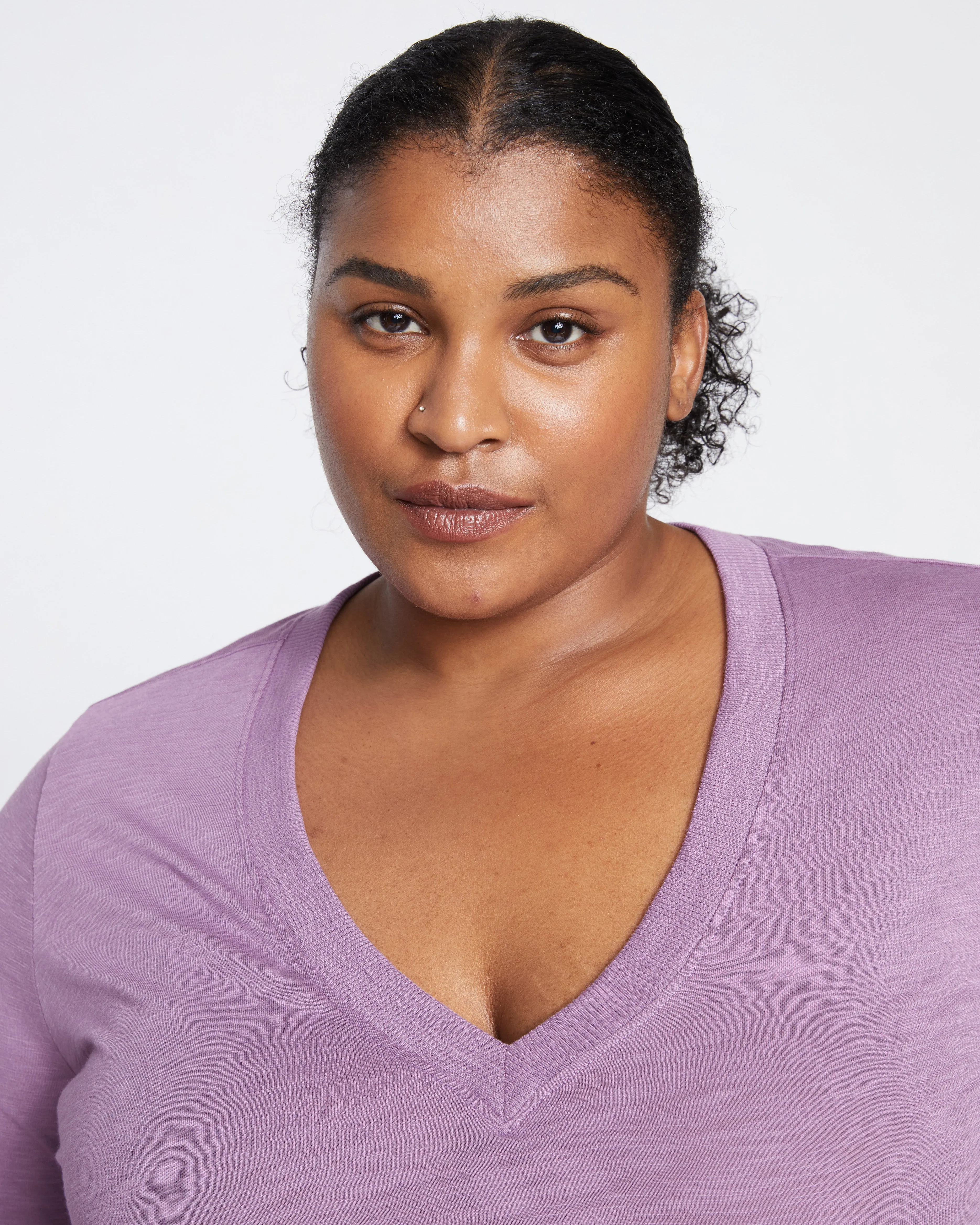 Phoenix Light-As-Air V Neck Tee - Lilac sold by Universal Standard