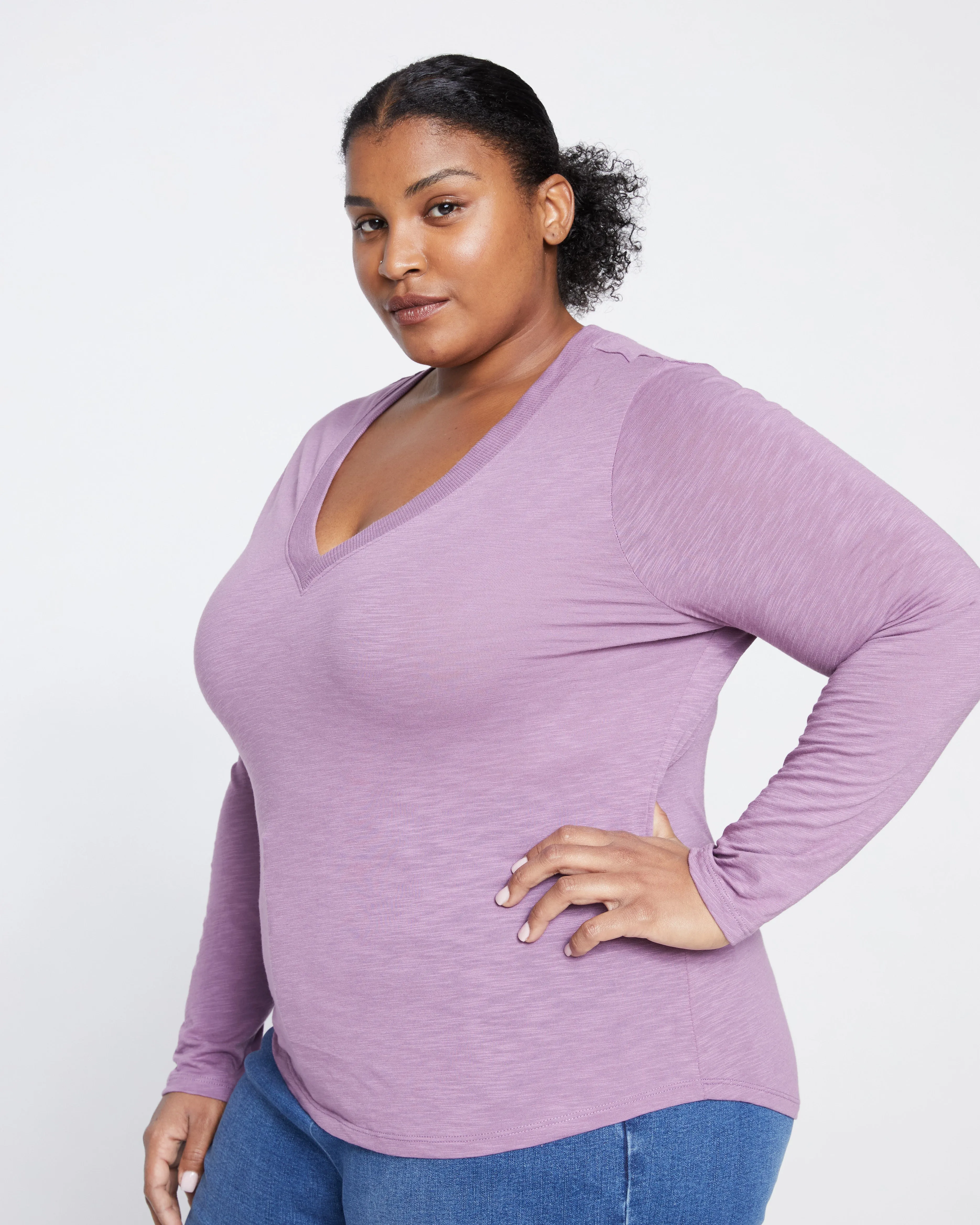 Phoenix Light-As-Air V Neck Tee - Lilac sold by Universal Standard product image thumbnail 4