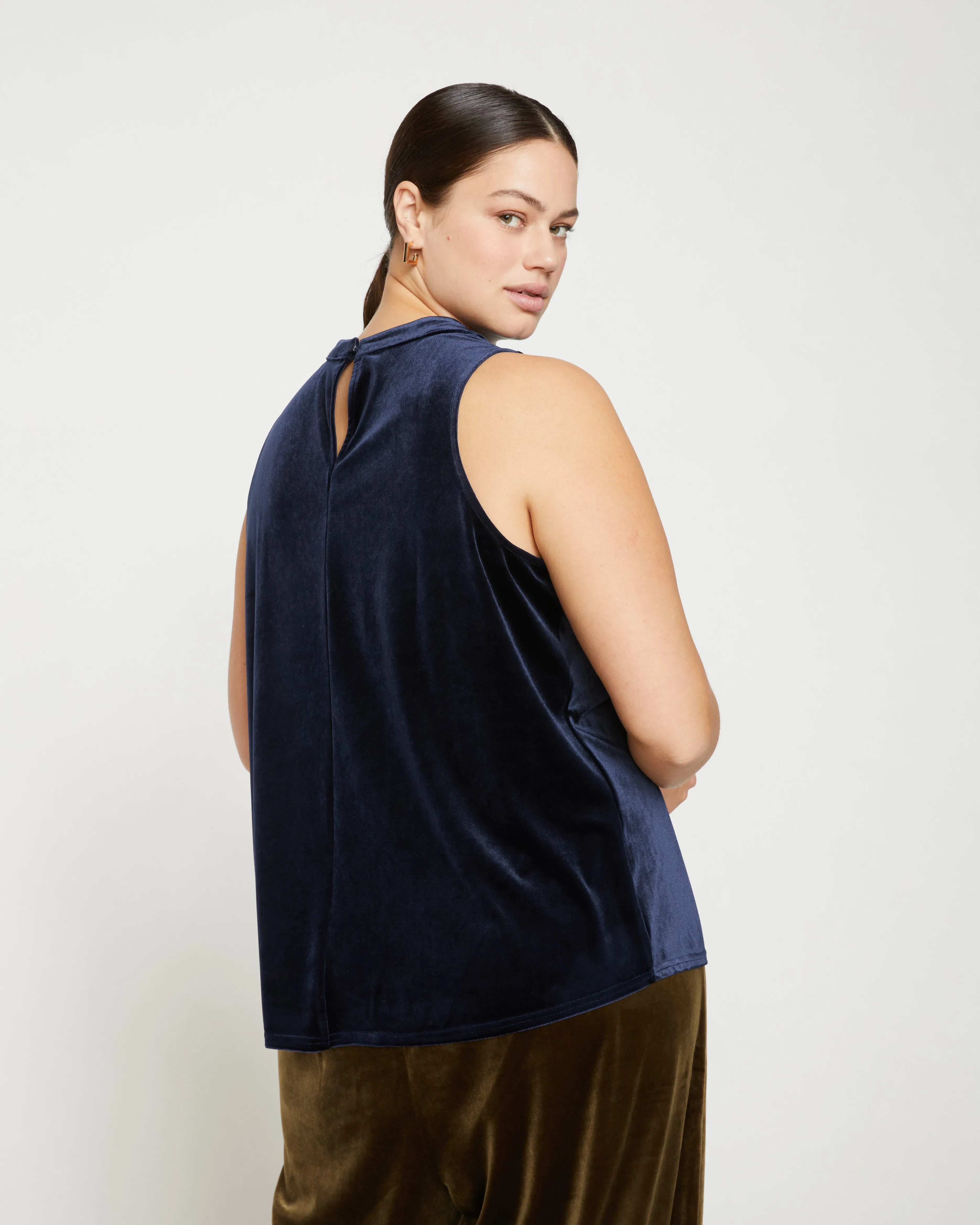 Waltz Velvet Cowl Tank Blouse - Moonstone Blue Velvet sold by Universal Standard product image thumbnail 4
