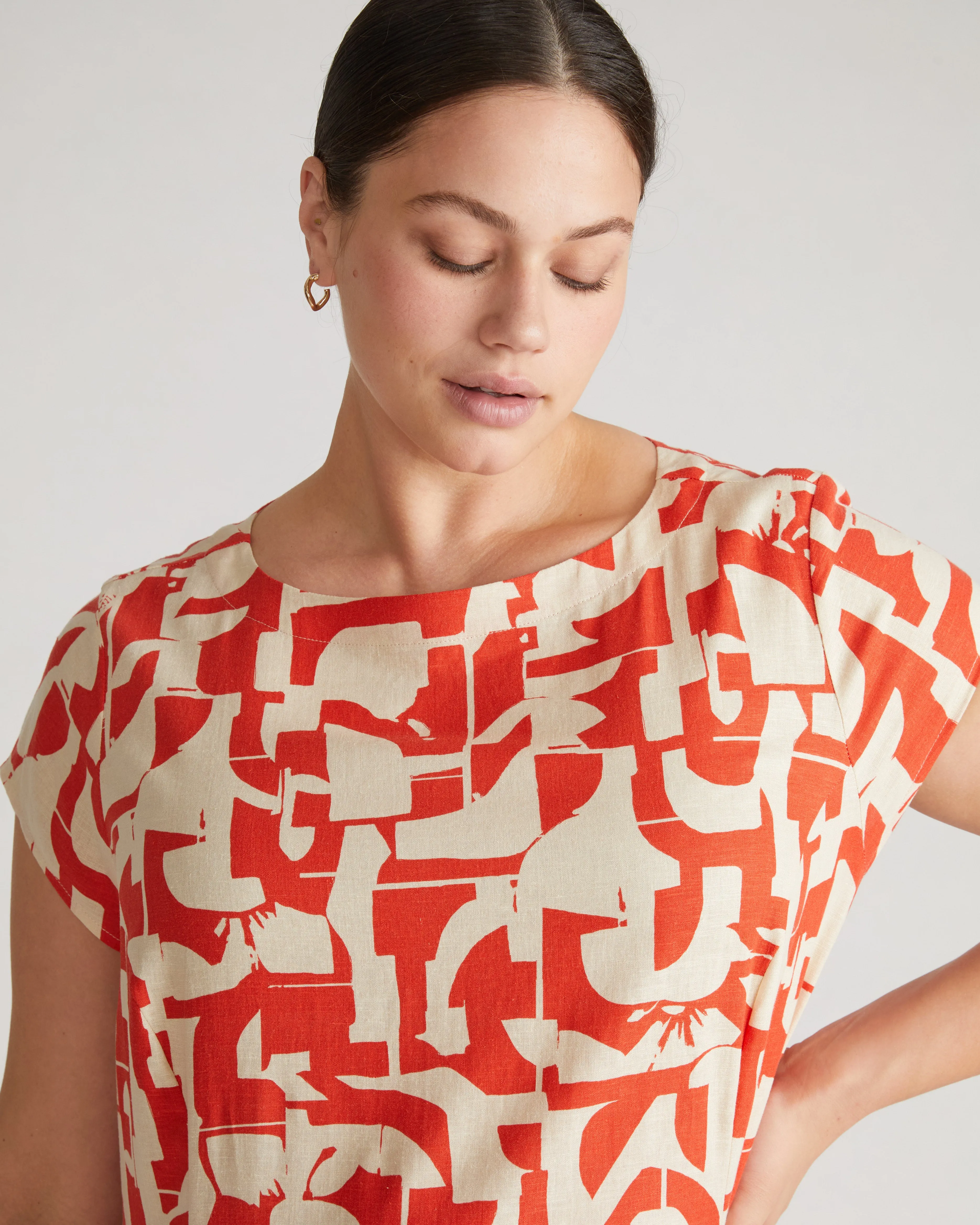 Sunset Linen Flounce Dress - Shoreline Sunset Print sold by Universal Standard product image thumbnail 2