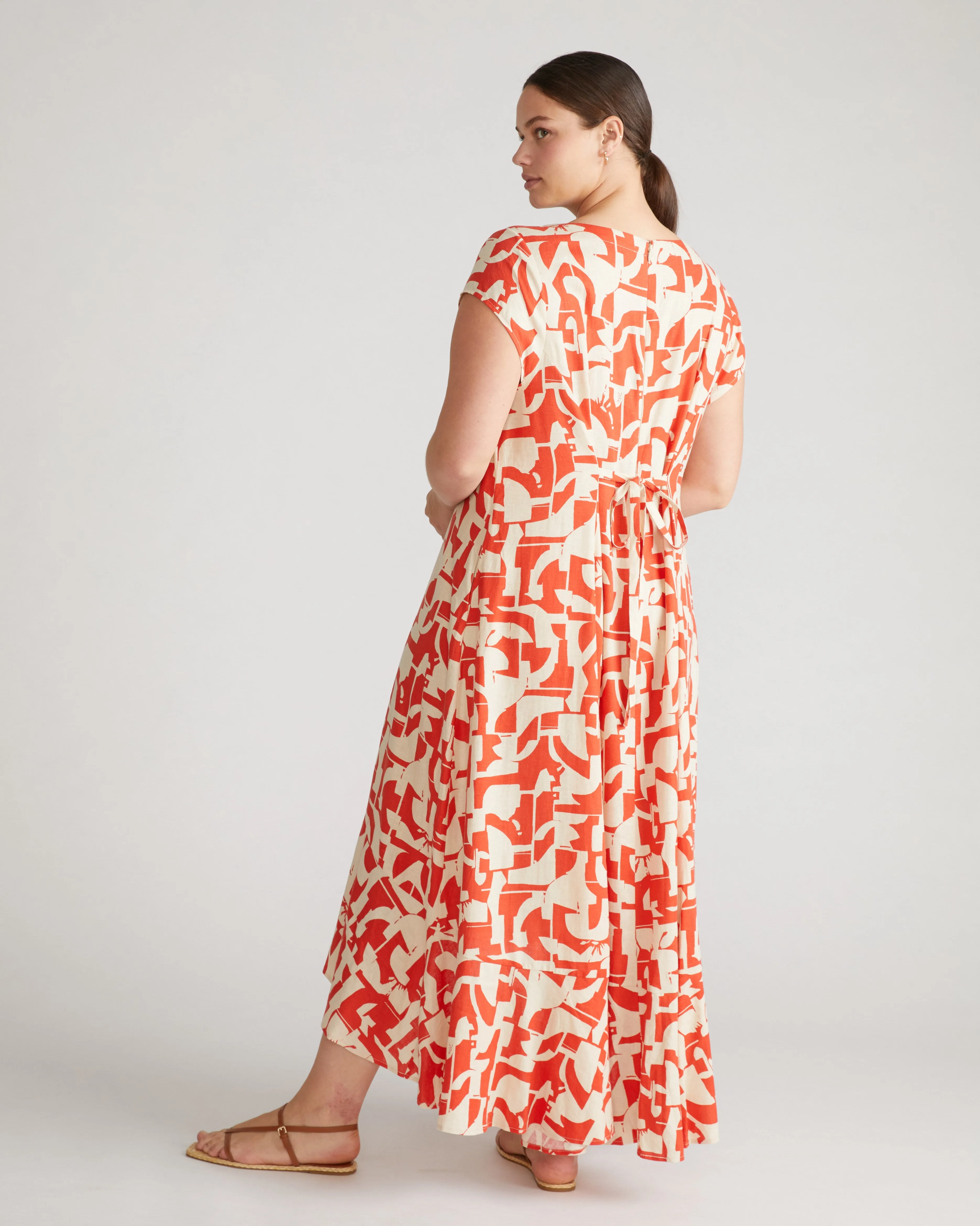 Sunset Linen Flounce Dress - Shoreline Sunset Print sold by Universal Standard product image thumbnail 5