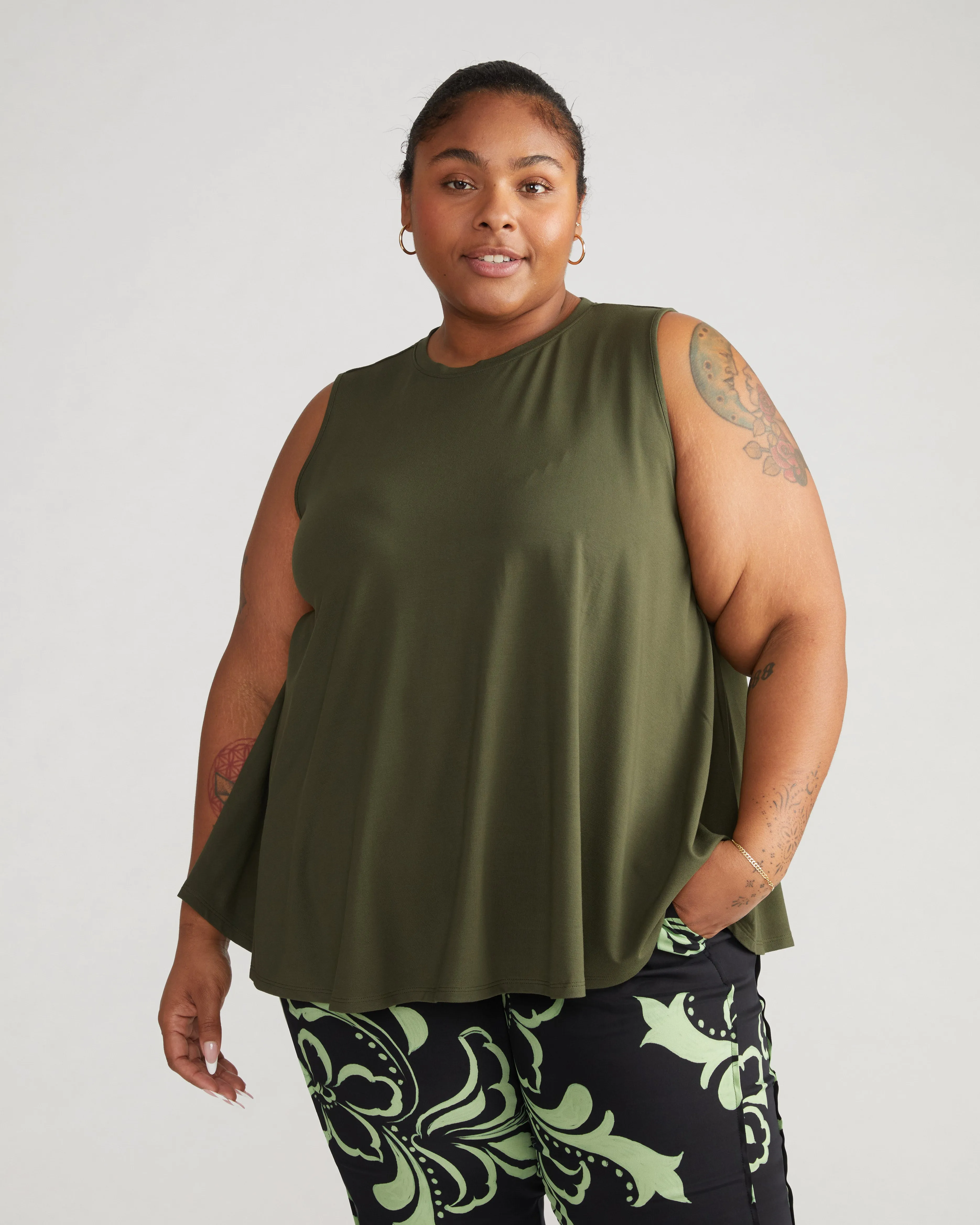 Heatwave Divine Jersey Flared Tank - Nori sold by Universal Standard