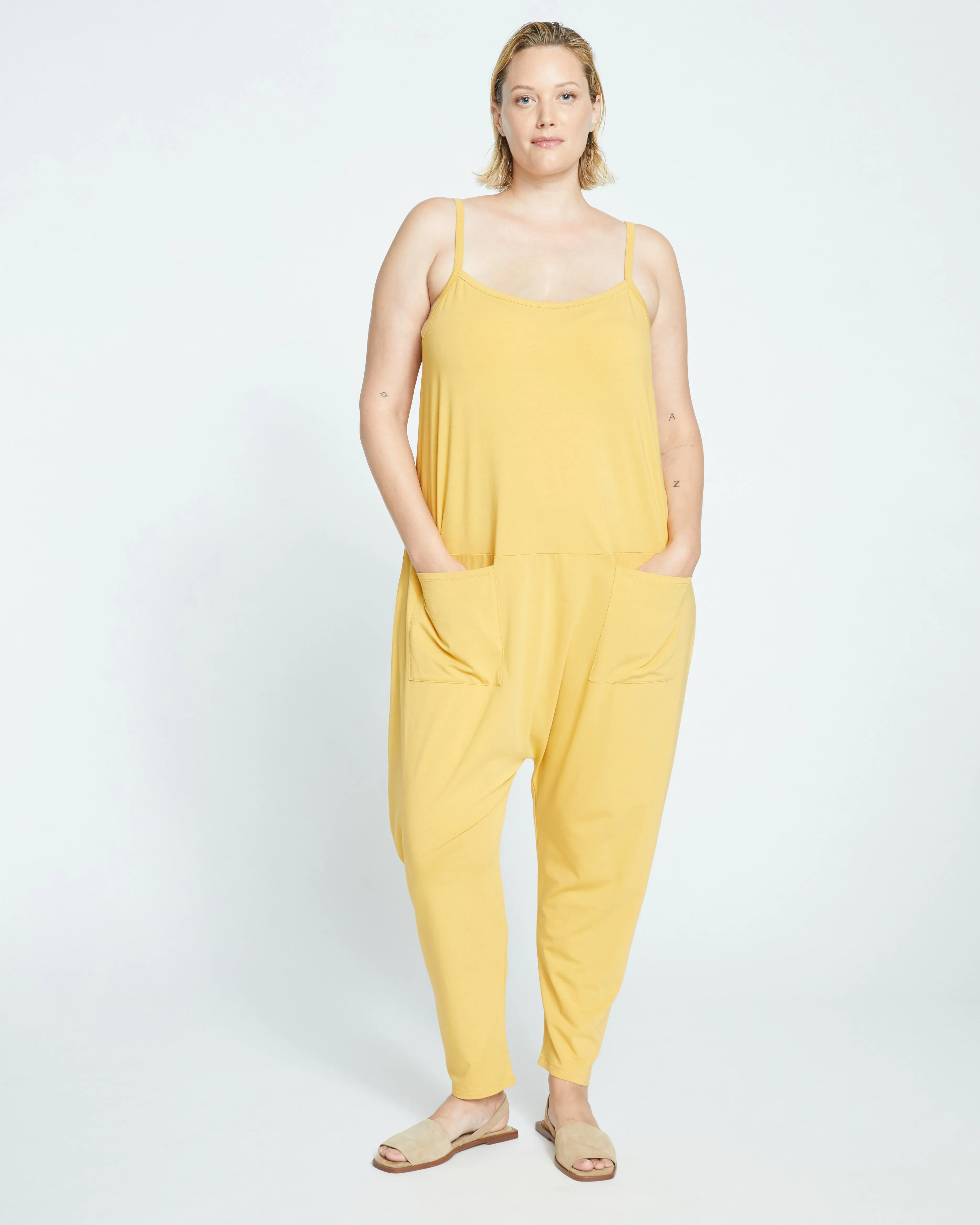 UltimateS Jackson Sleeveless Jumpsuit - Custard sold by Universal Standard