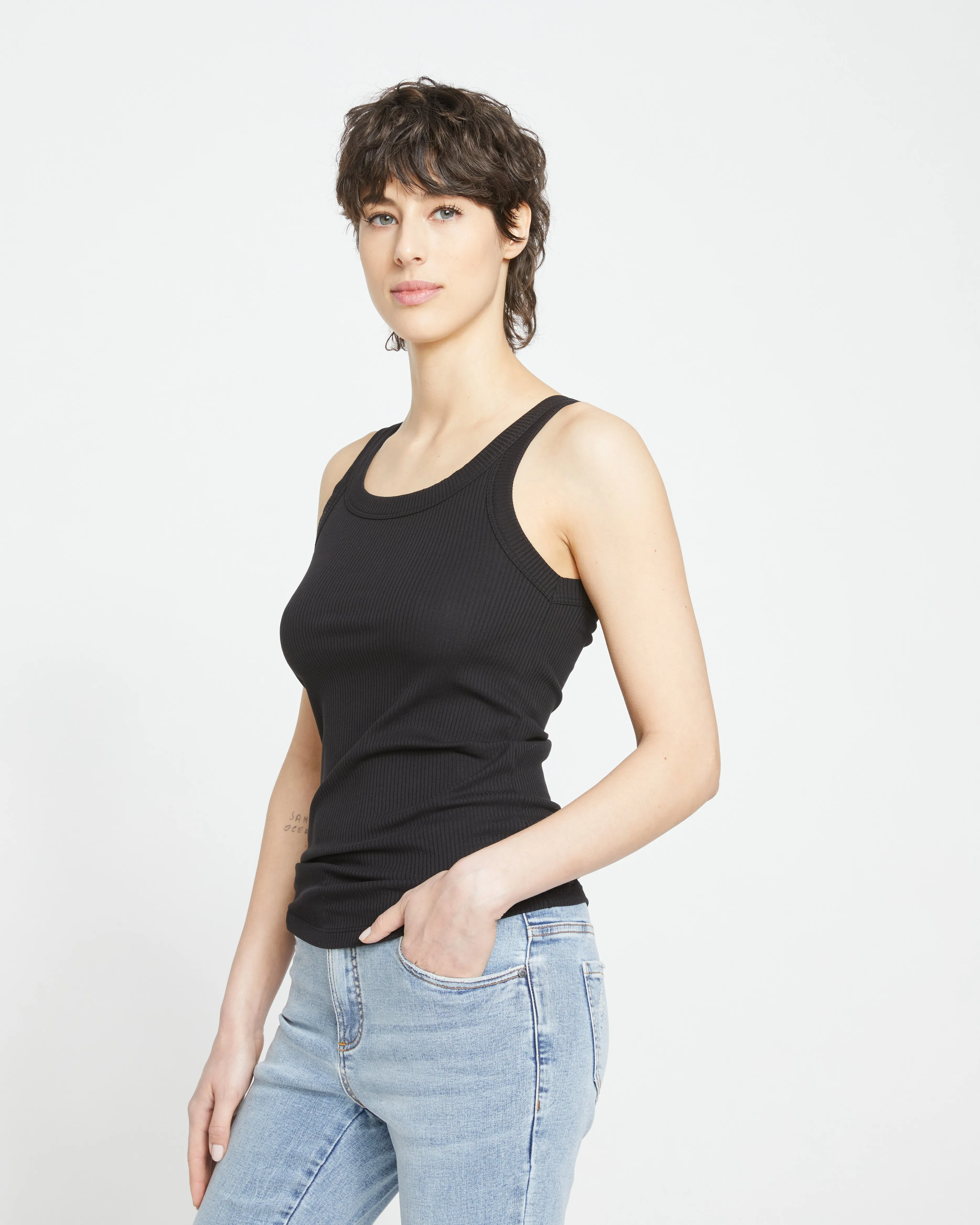 Roitfeld Ribbed Tank - Black sold by Universal Standard