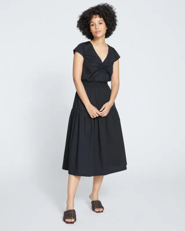 Ambroeus Smocked Poplin Dress - Black sold by Universal Standard
