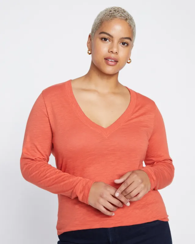 Phoenix Light-As-Air V Neck Tee - Aperol sold by Universal Standard