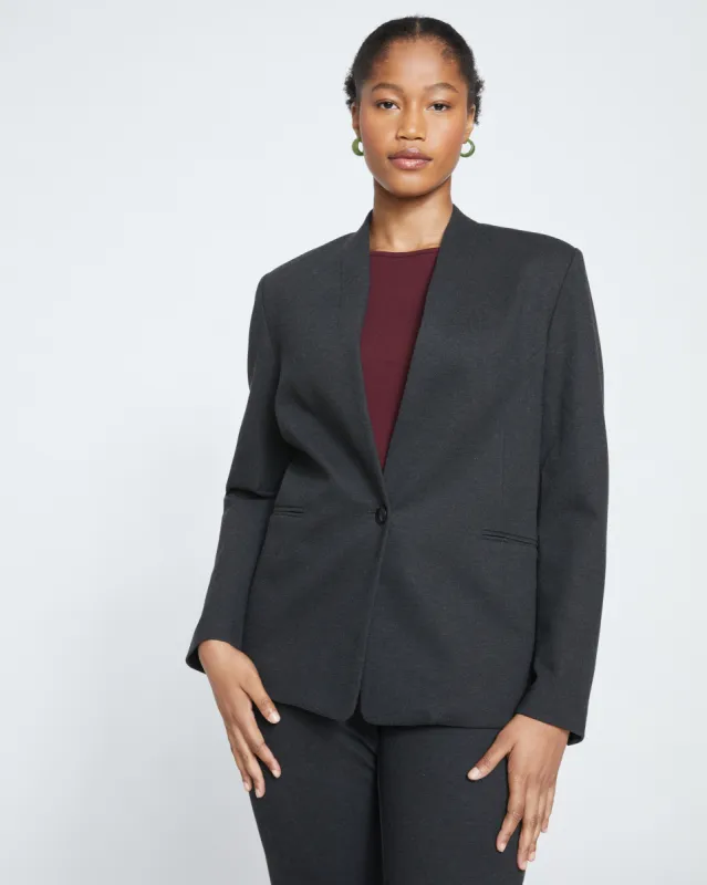 Lennox Collarless Ponte Blazer - Graphite sold by Universal Standard