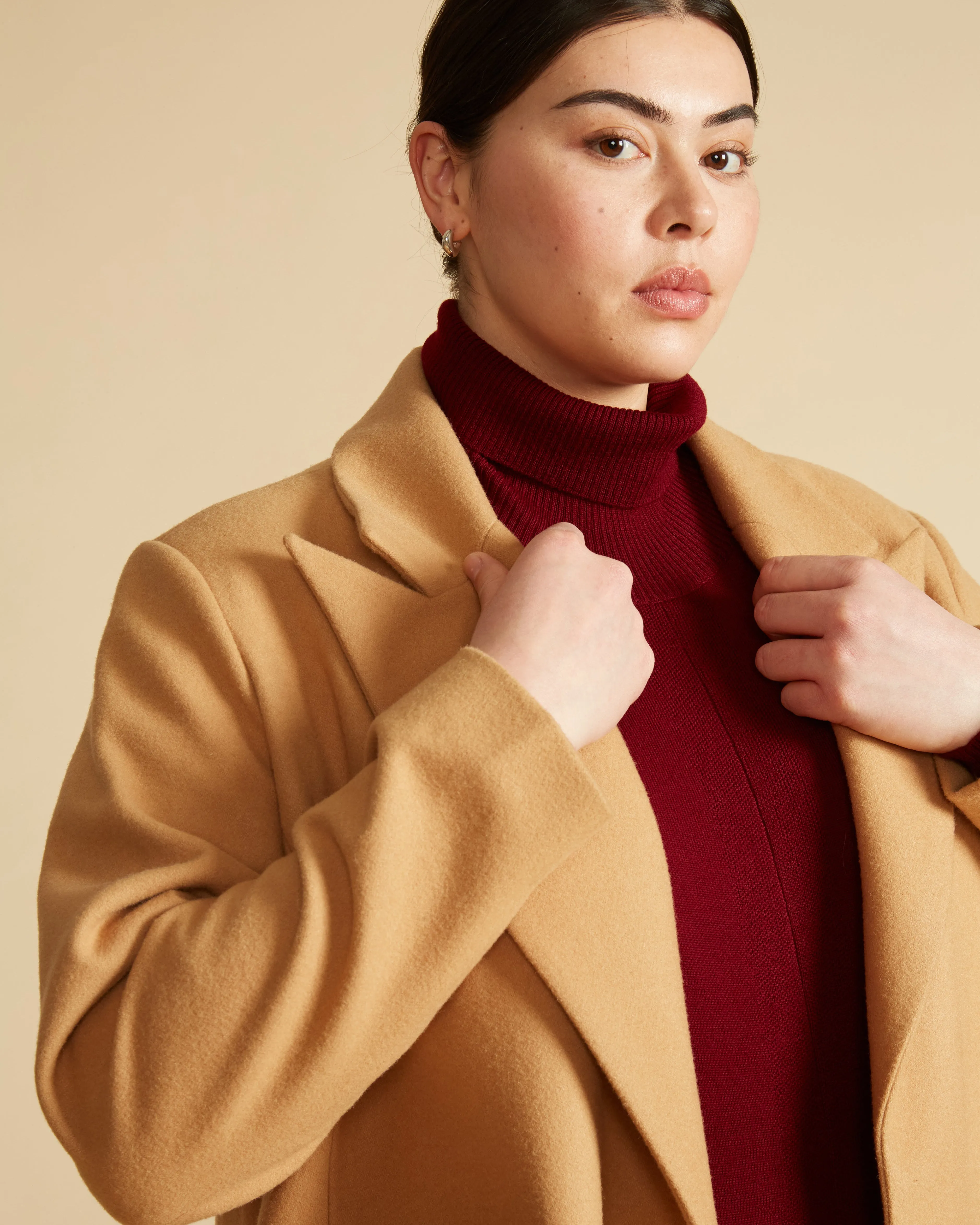 Harlow Classic Wool Coat - Light Bark sold by Universal Standard